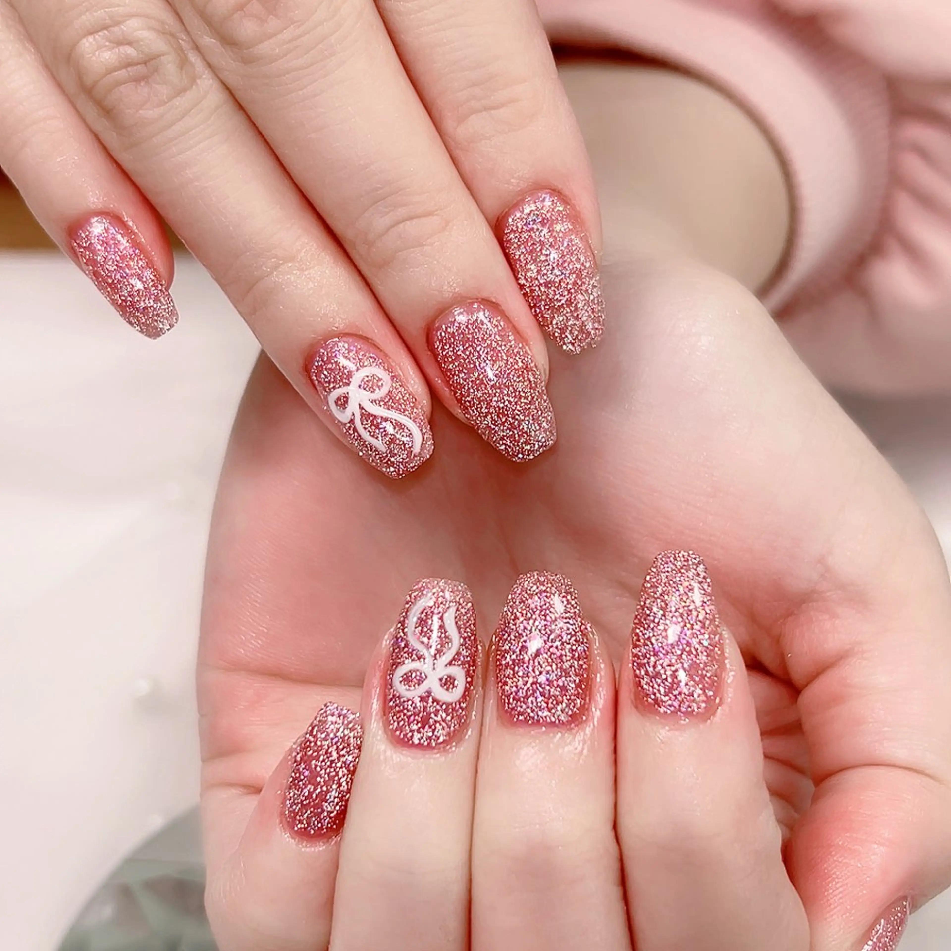 ネイル フラッシュネイル リボン 春ネイル ハンドネイル Cute Tips nailのネイルデザイン