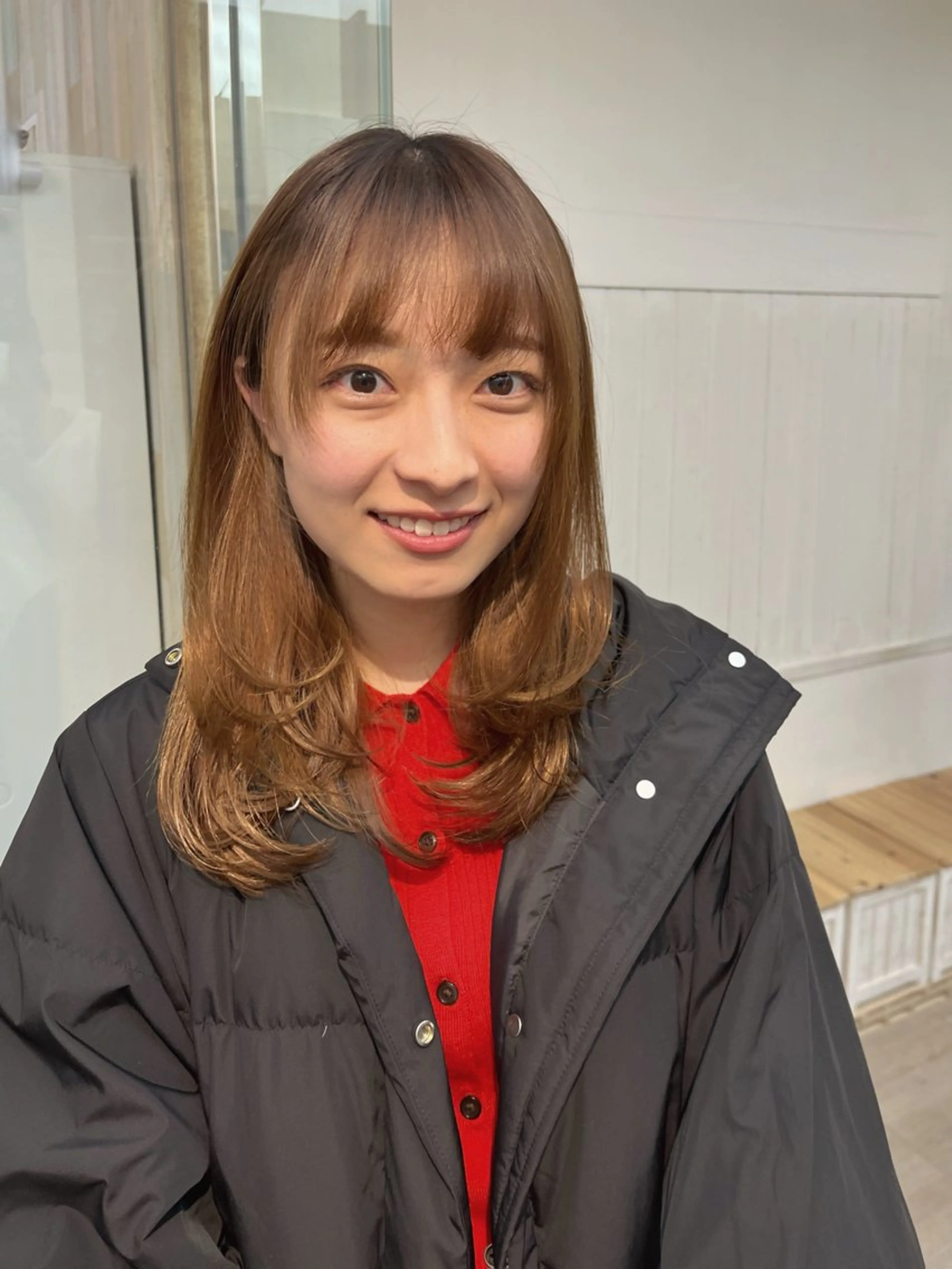 セミロング カラー パーマ ヘアアレンジ レイヤーカット 二ヶ月綺麗なデザイン カット/星野六三四のヘアスタイル