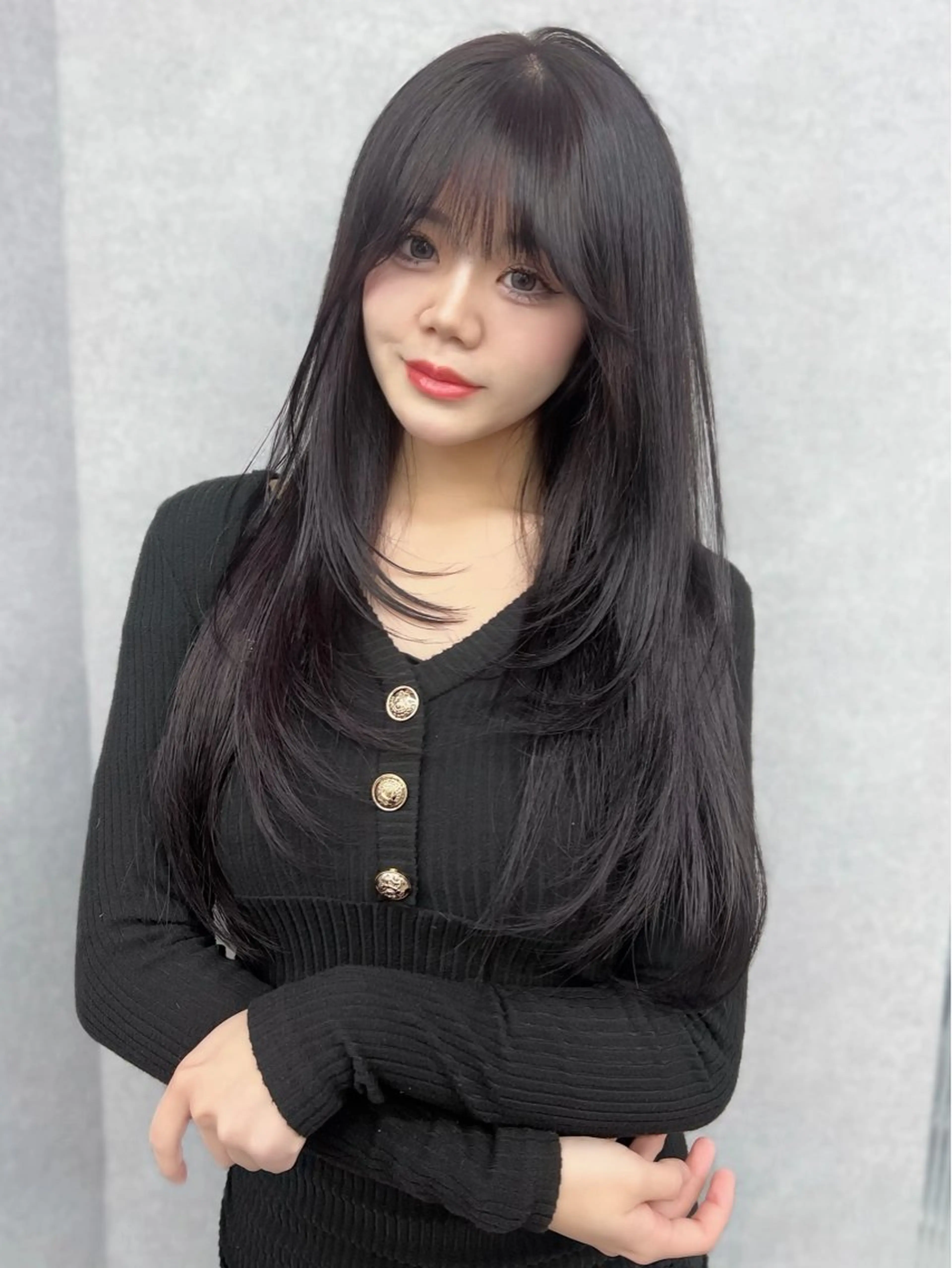 ロング カラー 透明感カラー パープルカラー くびれヘア 顔周りカット 韓国風ヘア カット ヘアカラー saya🍀/透明感 カラー/ヘアセットのヘアスタイル