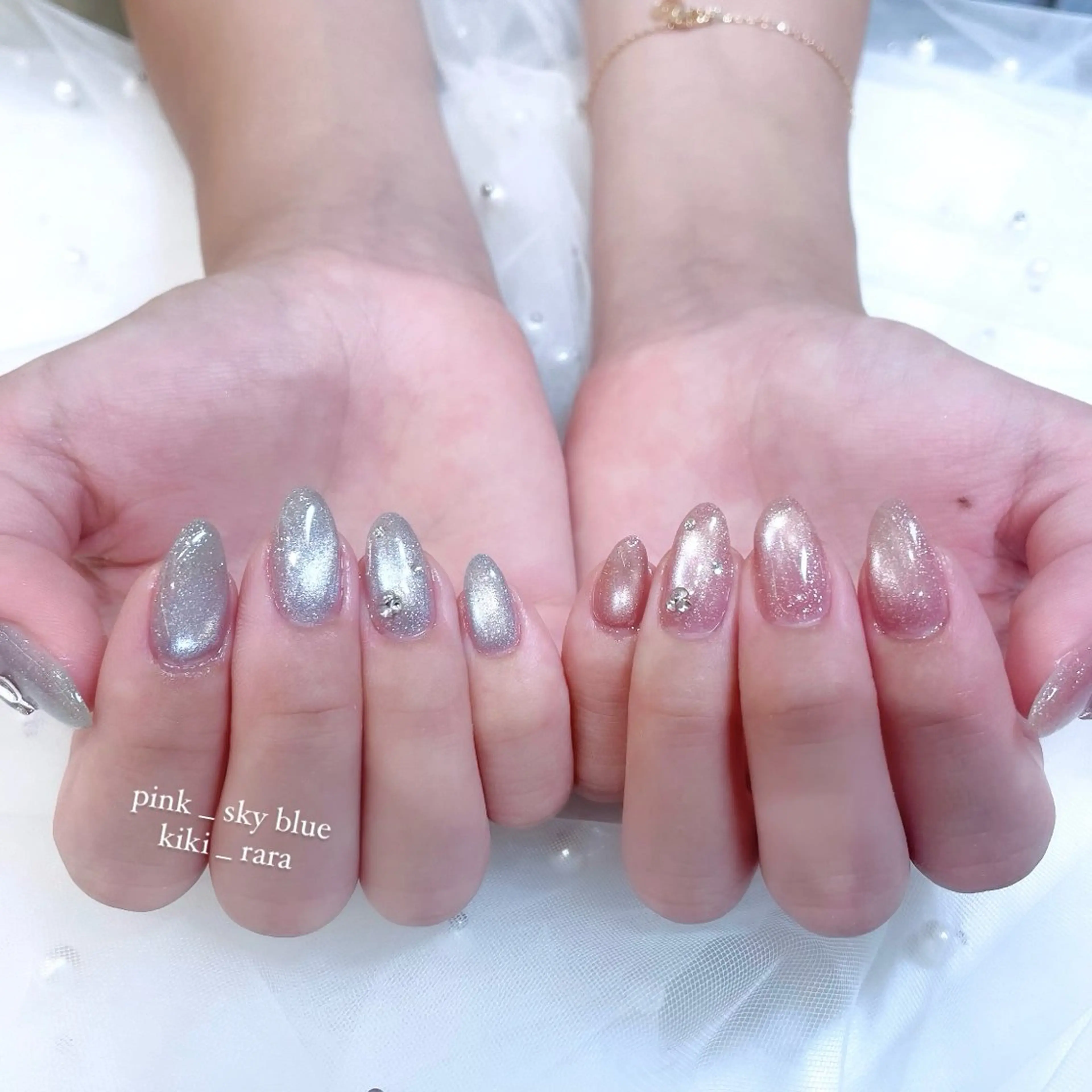 ネイル フラッシュネイル 氷ネイル・うるうるネイル ハンドネイル Tsuki🌙/渋谷 /パラジェルのネイルデザイン