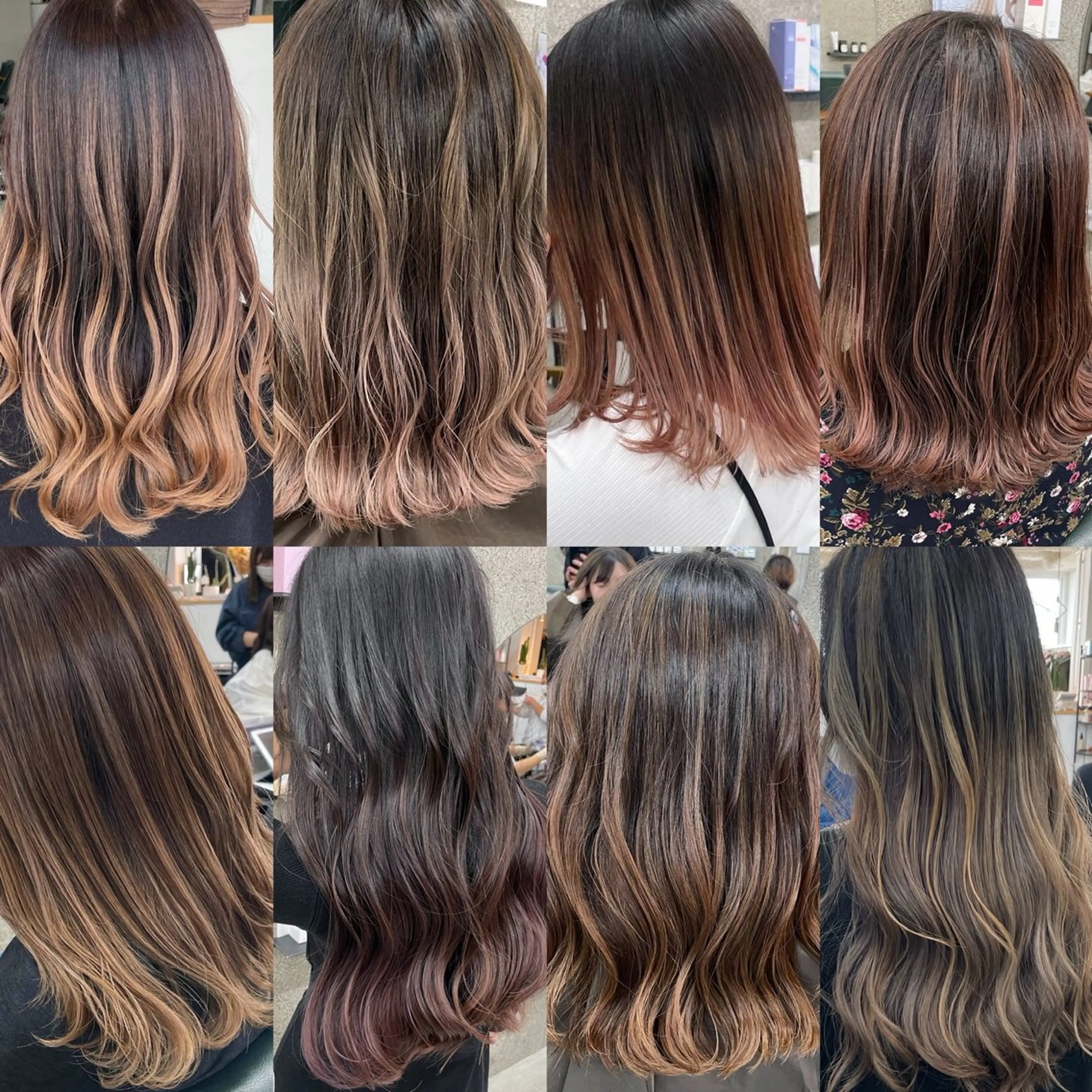 セミロング カラー バレイヤージュ レイヤーカット ヘアカラー トリートメント Lull1人美容室 バレイヤージュのヘアスタイル