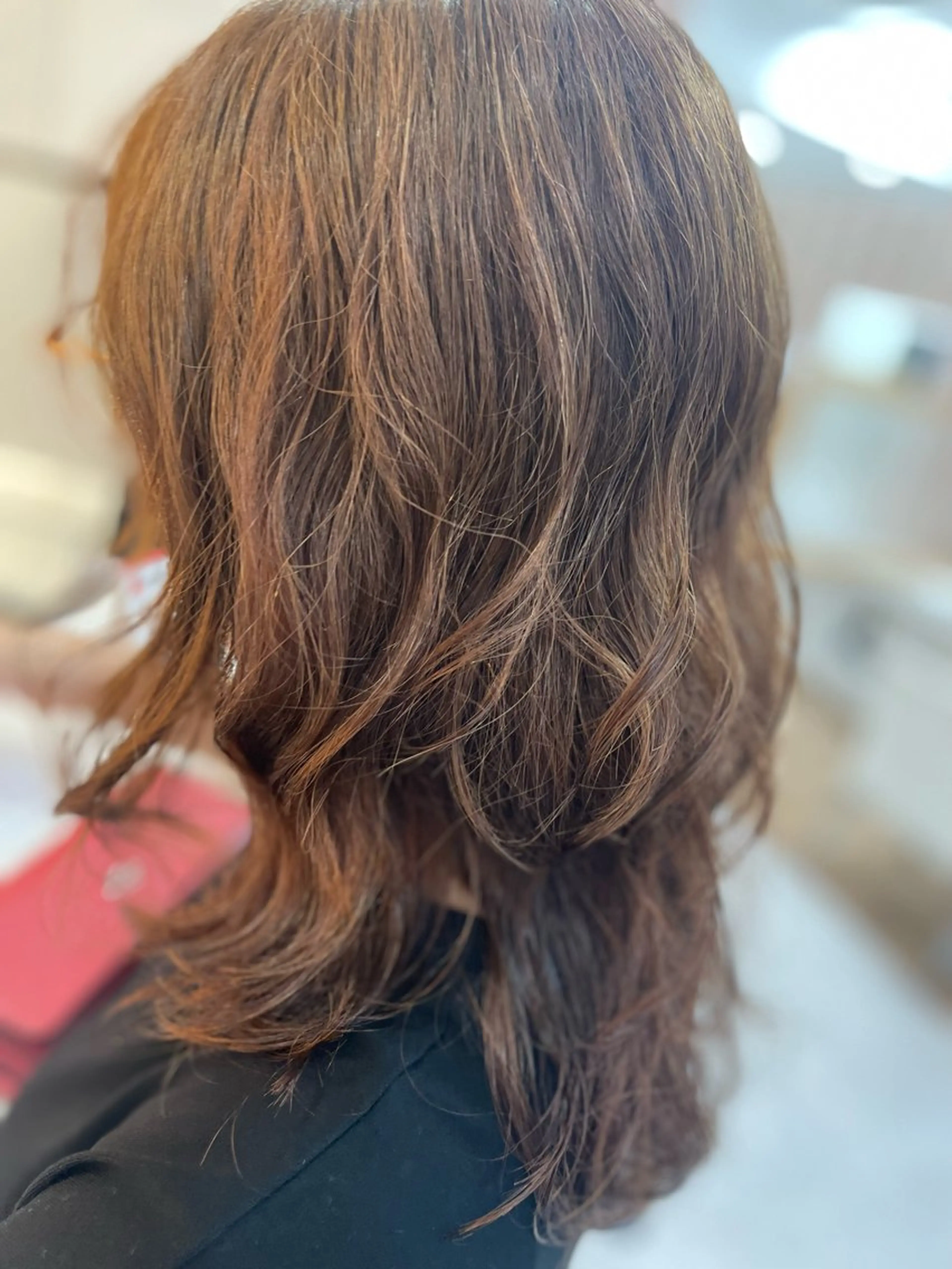 ミディアム カラー パーマ ミディアムパーマ デジタルパーマ 葭葉 久美子のヘアスタイル