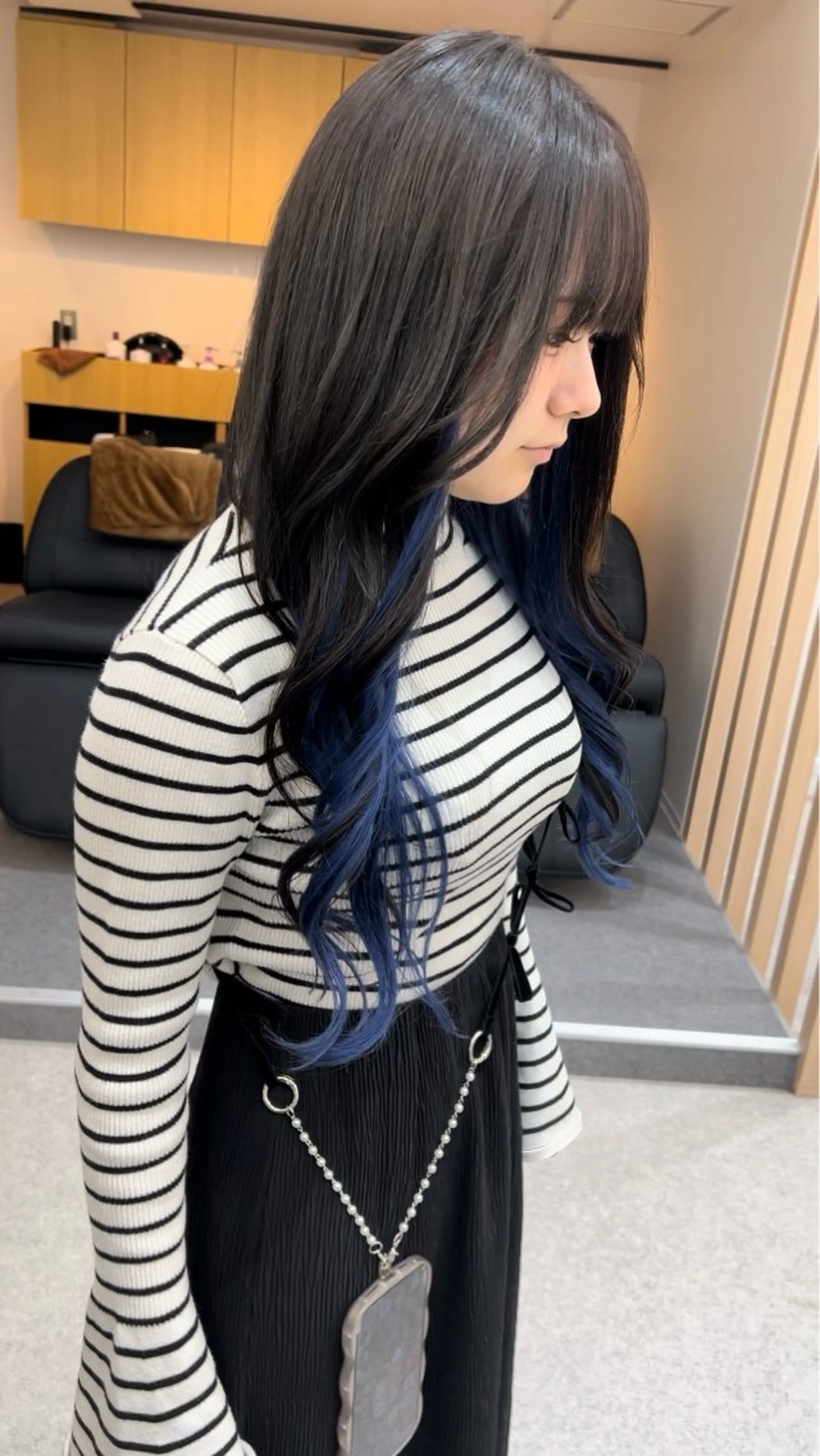 ロング カラー ブリーチ ブルーカラー バレイヤージュ /ハイライト/もときのヘアスタイル