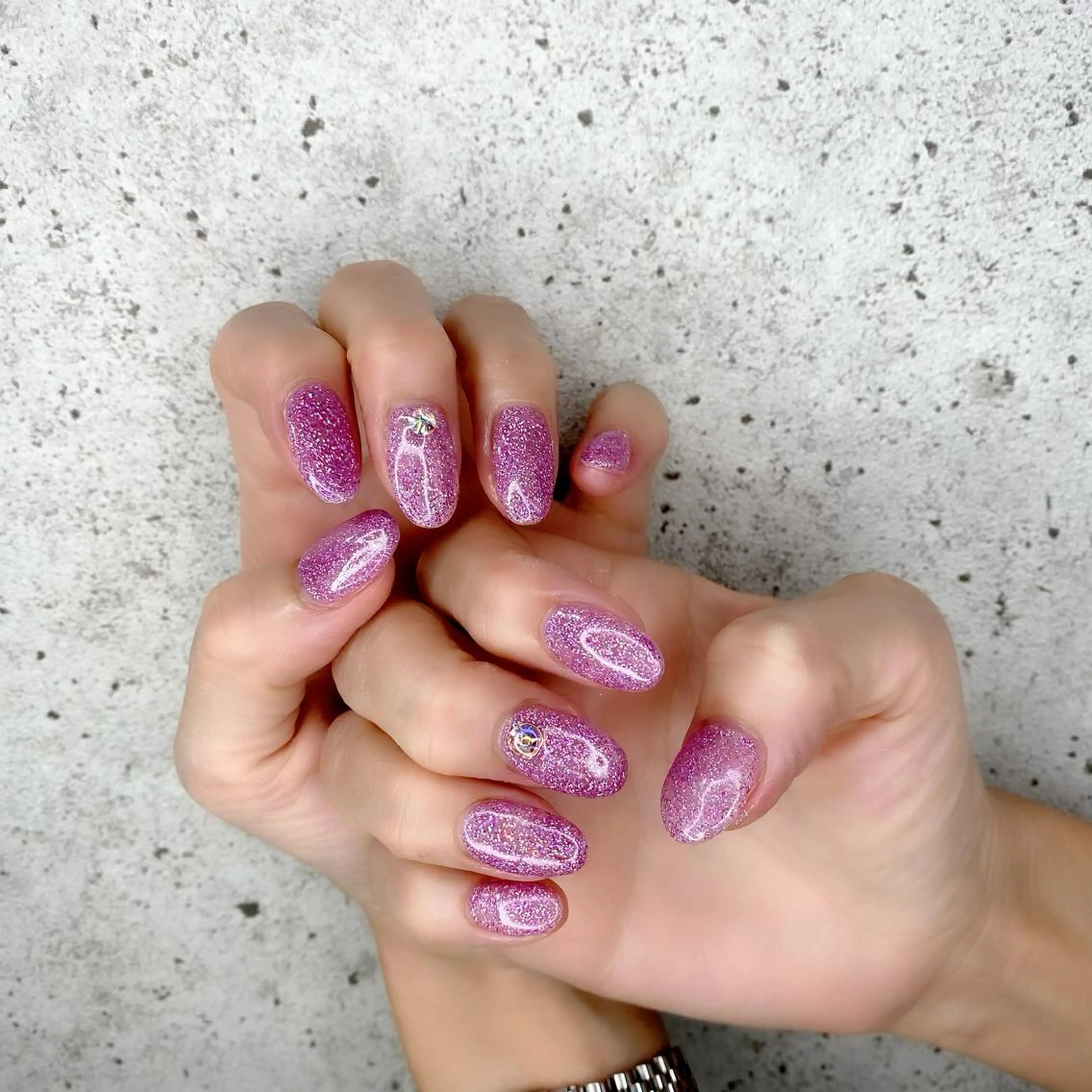 セミロング カラー パーマ ヘアアレンジ メンズ キッズ ネイル マツエク・マツパ ピンクカラー カラーマツエク キラキラネイル ピンク Salon Ｋのネイルデザイン