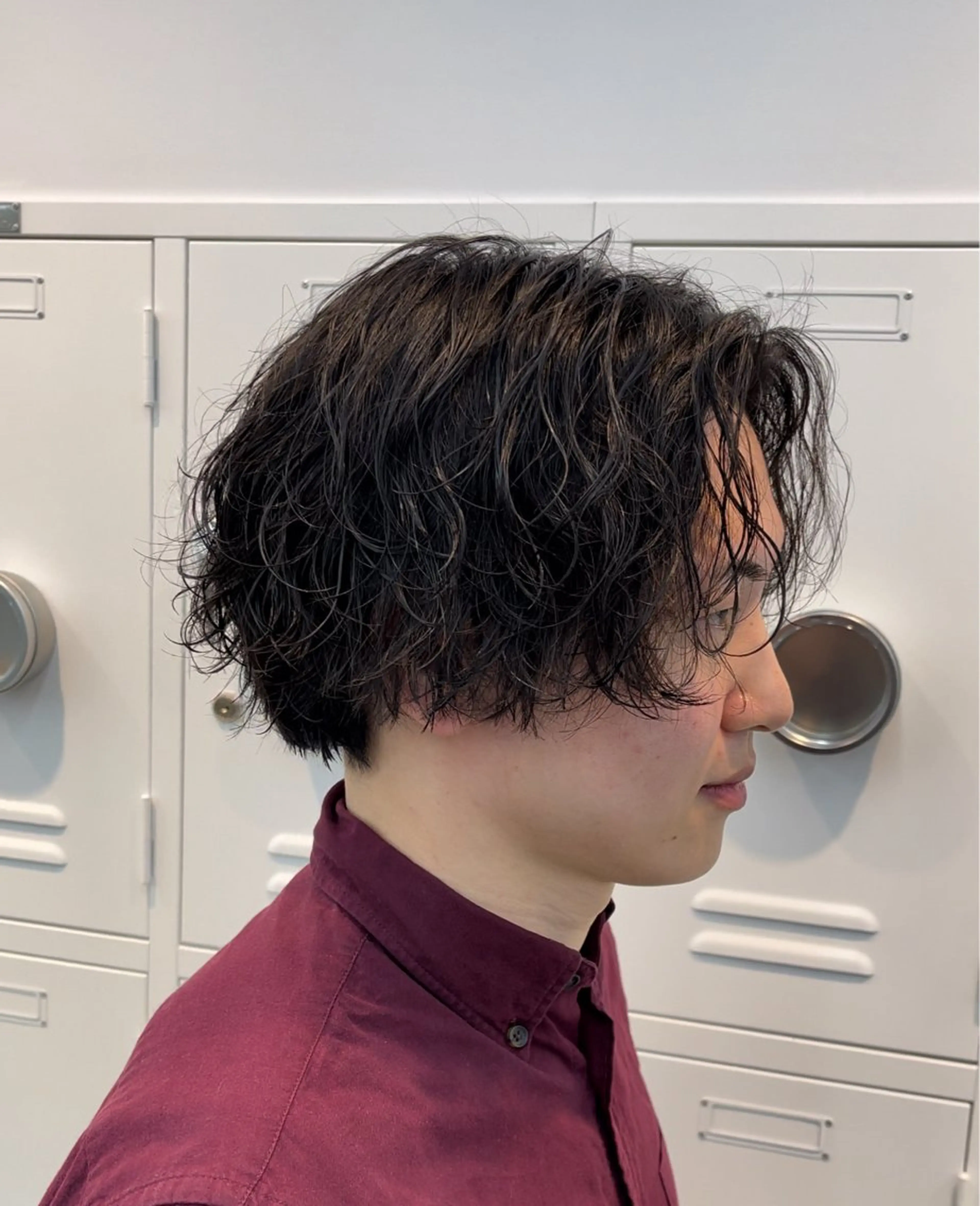 ショート カラー パーマ メンズ キッズ メンズパーマ 波巻きパーマ 栄💗レイヤーカット ｜パーマ｜haruのヘアスタイル