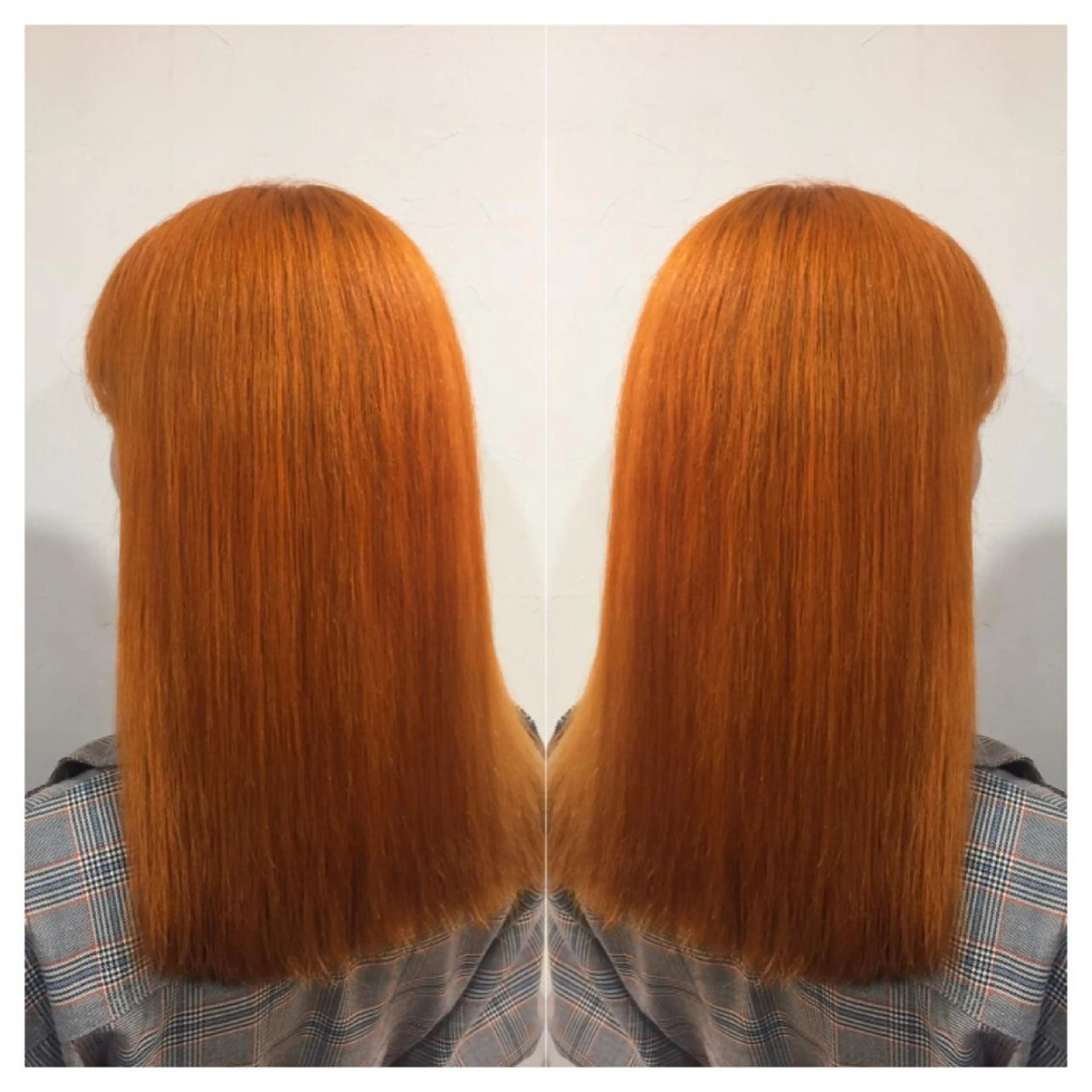 セミロング カラー オレンジ ヘアカラー 髪質改善/痛ませ ないカラー/西村航大のヘアスタイル