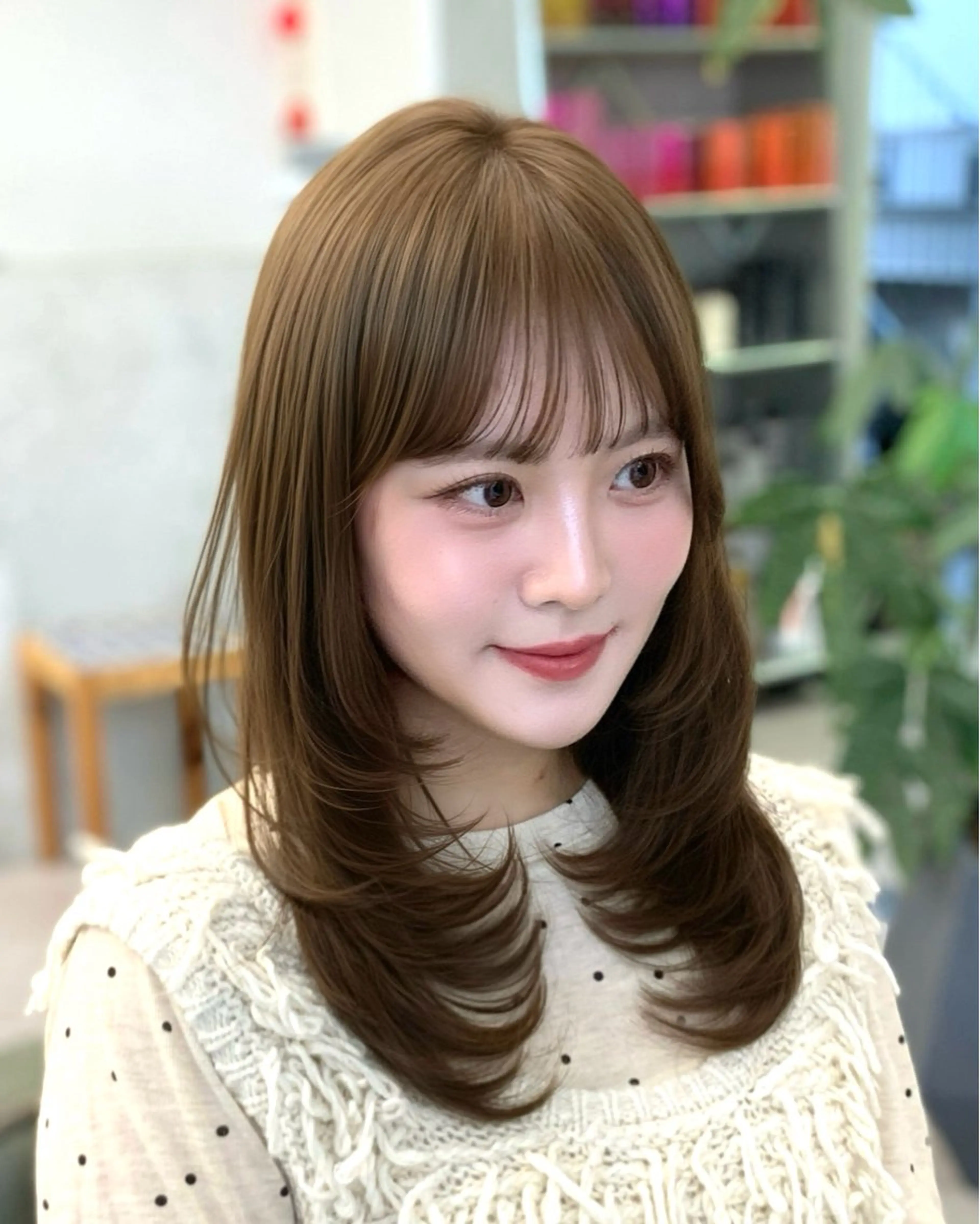 セミロング カット ヘアカラー トリートメント 🎀韓国風顔周り× 透明感/梅田/アリサのヘアスタイル