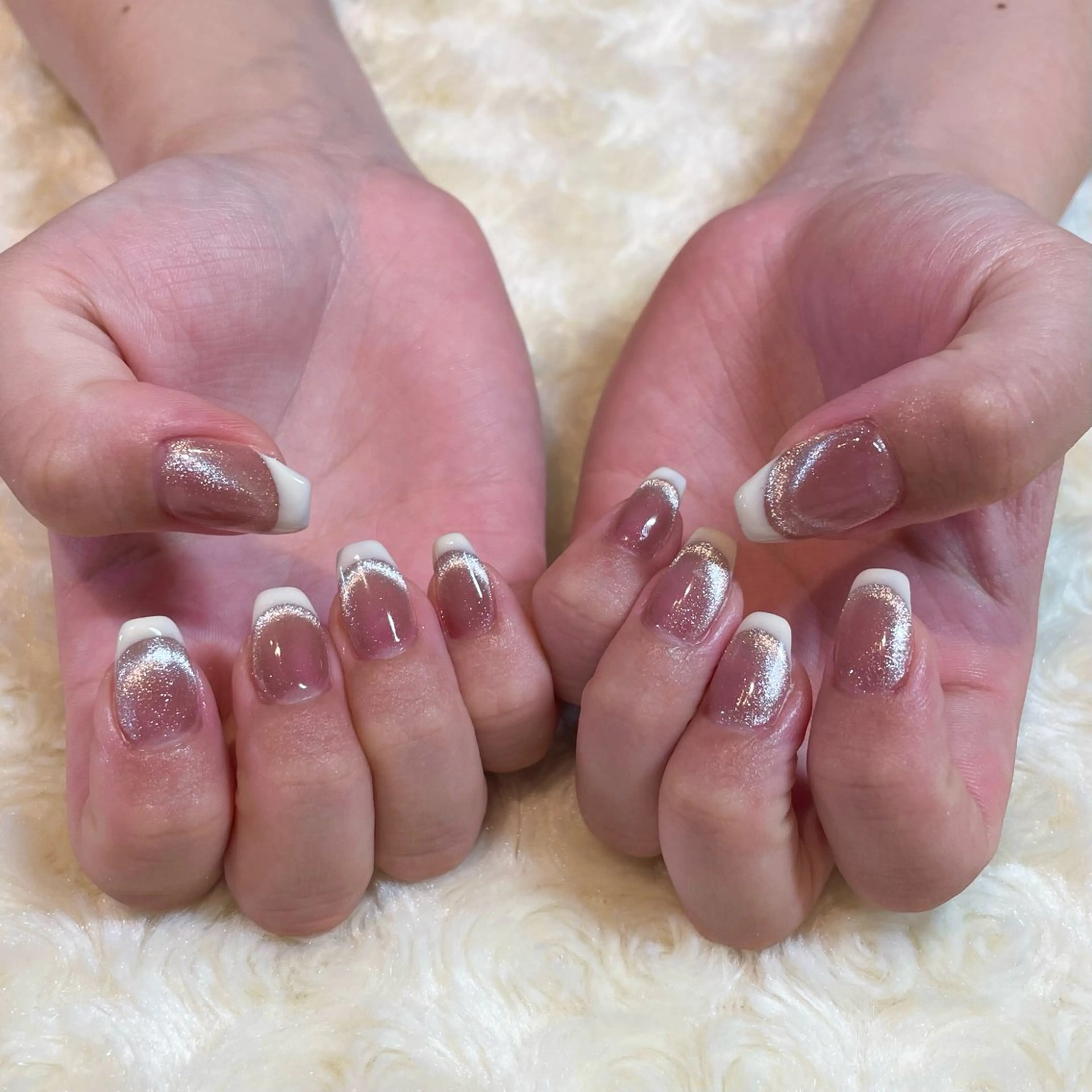 ネイル ダブルフレンチ フレンチネイル マグネットネイル aime Sakiのネイルデザイン