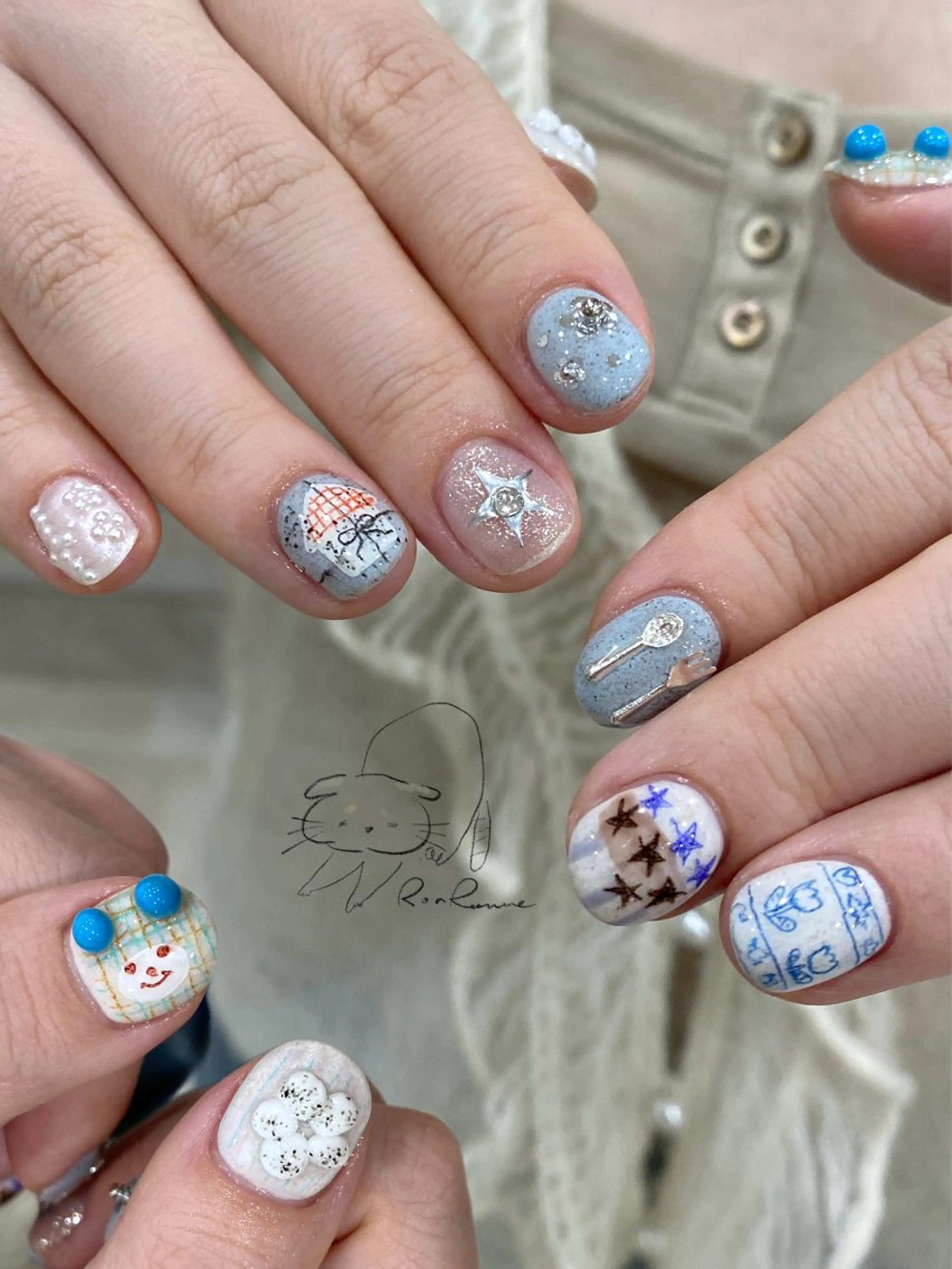 ネイル オーロラネイル 長さ出し フレンチネイル ジェルネイル ミラーネイル ハンドネイル ronronne .のネイルデザイン