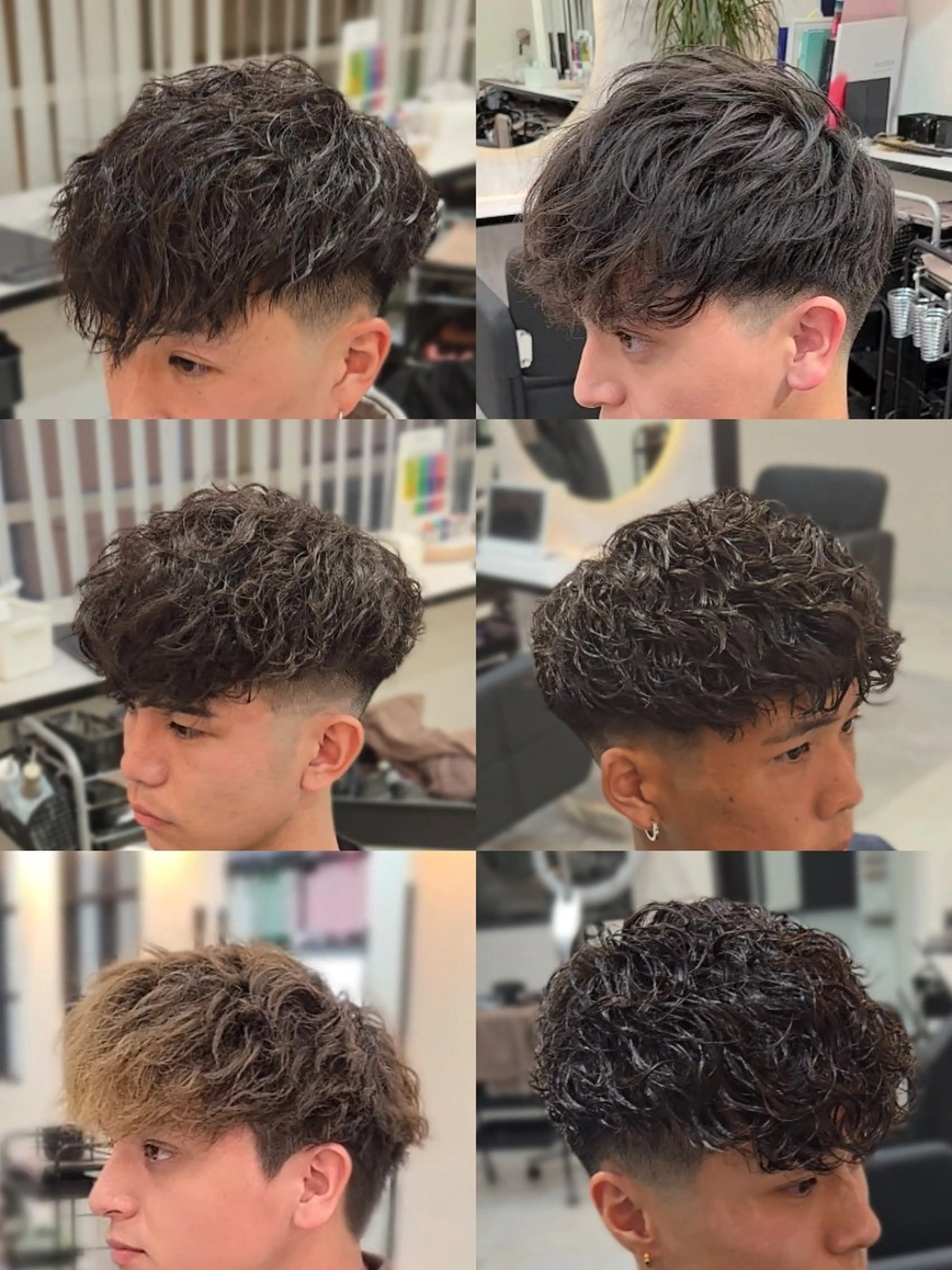 メンズ ミディアム パーマ カラー フェードカット メンズハイライト スペインカール ハイライトカラー ハイライト カット パーマ ヘアセット LEN名古屋/パーマ 海外ヘア/メンズ特化のヘアスタイル