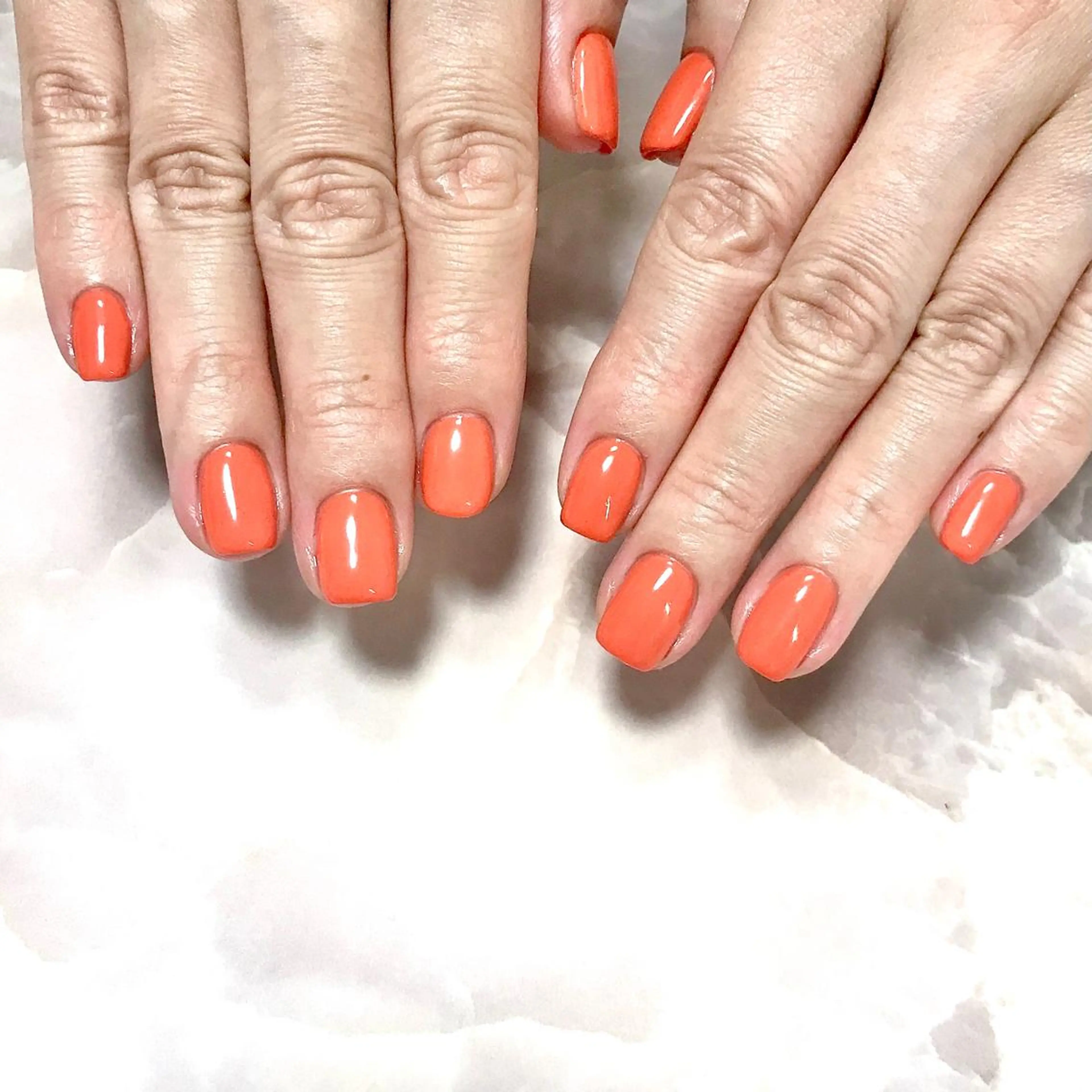 ネイル ワンカラーネイル オレンジ シンプルネイル ステラ marikominoのネイルデザイン