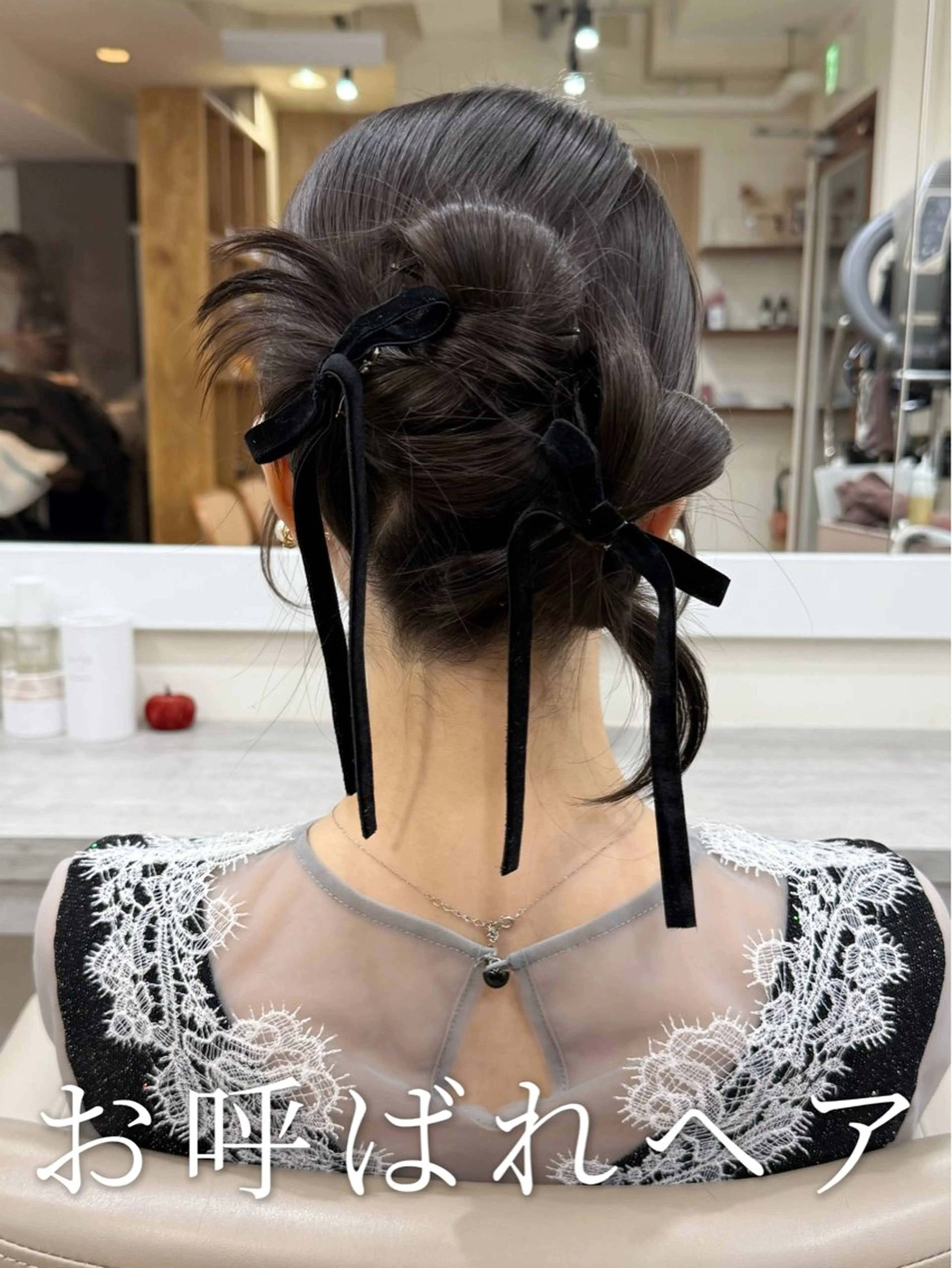 セミロング ヘアアレンジ ハーフアップ ポニーテール 結婚式・ブライダル 三つ編み ヘアセット 韓国風パーマ/ヘア セット/店長みづきのヘアスタイル