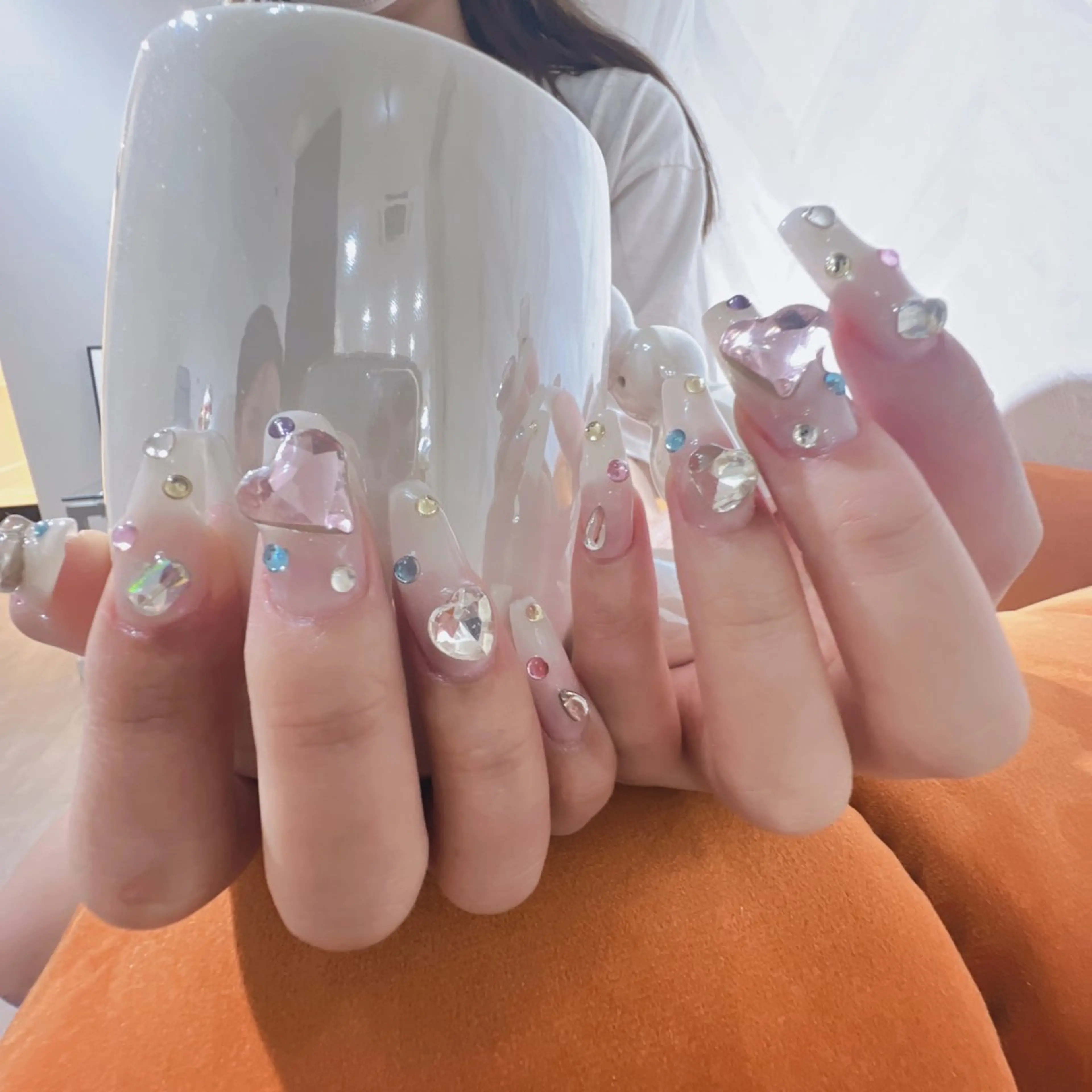 ネイル アートネイル フラッシュネイル フレンチネイル ジェルネイル ガラスフレンチ You&Me Yukiのネイルデザイン