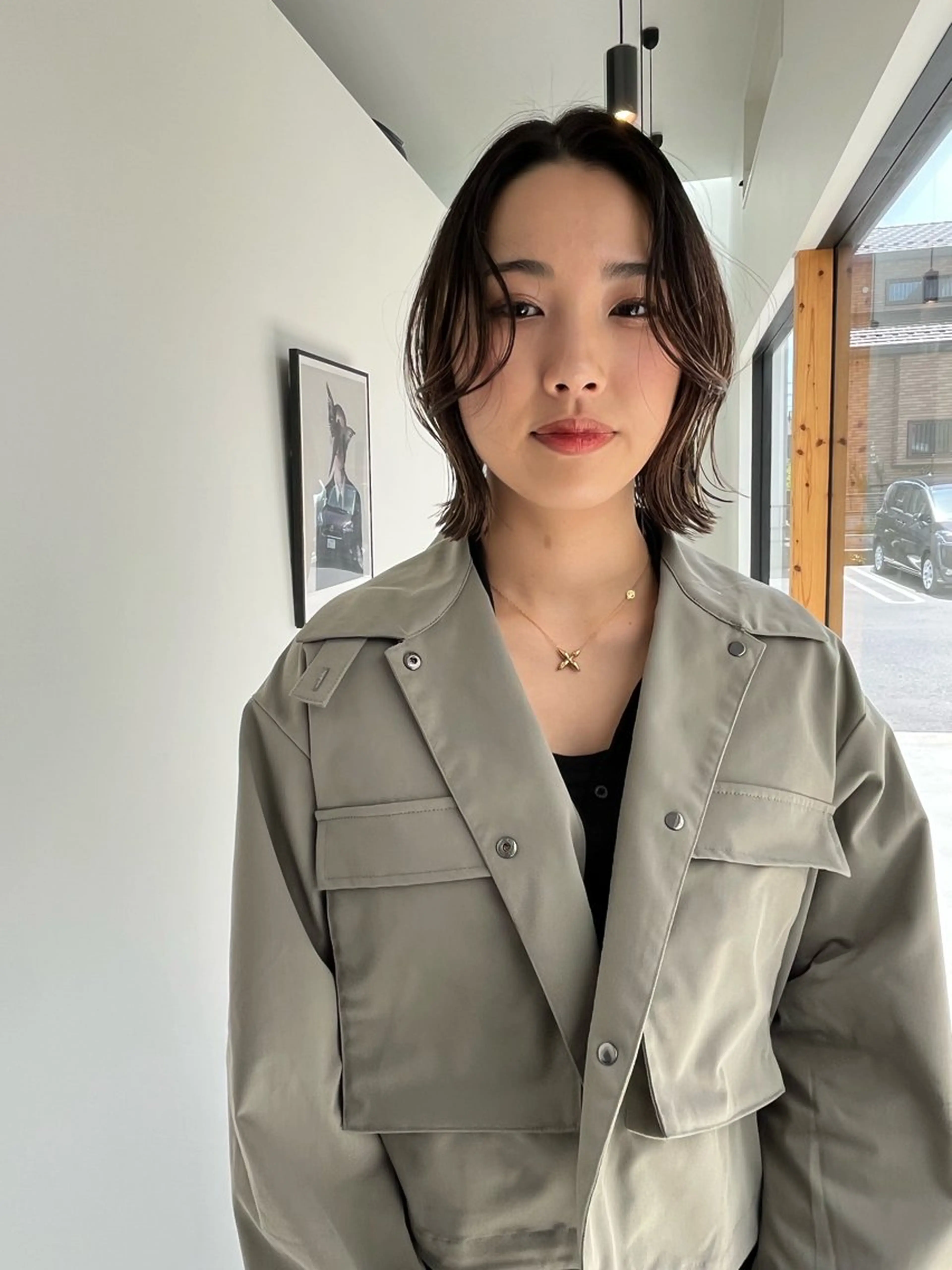 ミディアム ハイライト カット ヘアカラー 似合わせパーマ/ 山本銀次郎のヘアスタイル