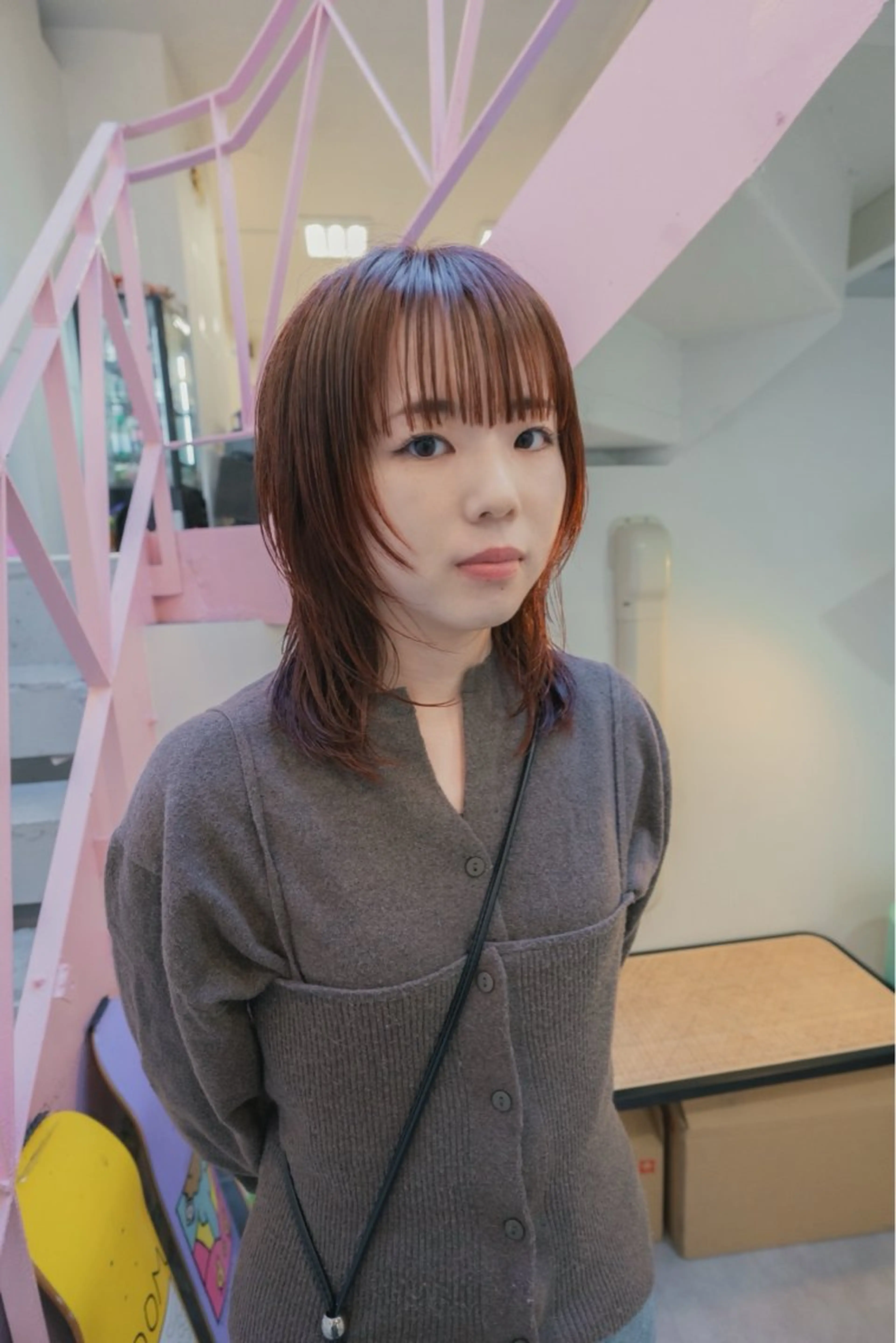ミディアム カラー ブラウンカラー オレンジ オレンジブラウン レイヤーカット カット ヘアカラー トリートメント kyon.hair 韓国カットカラーのヘアスタイル