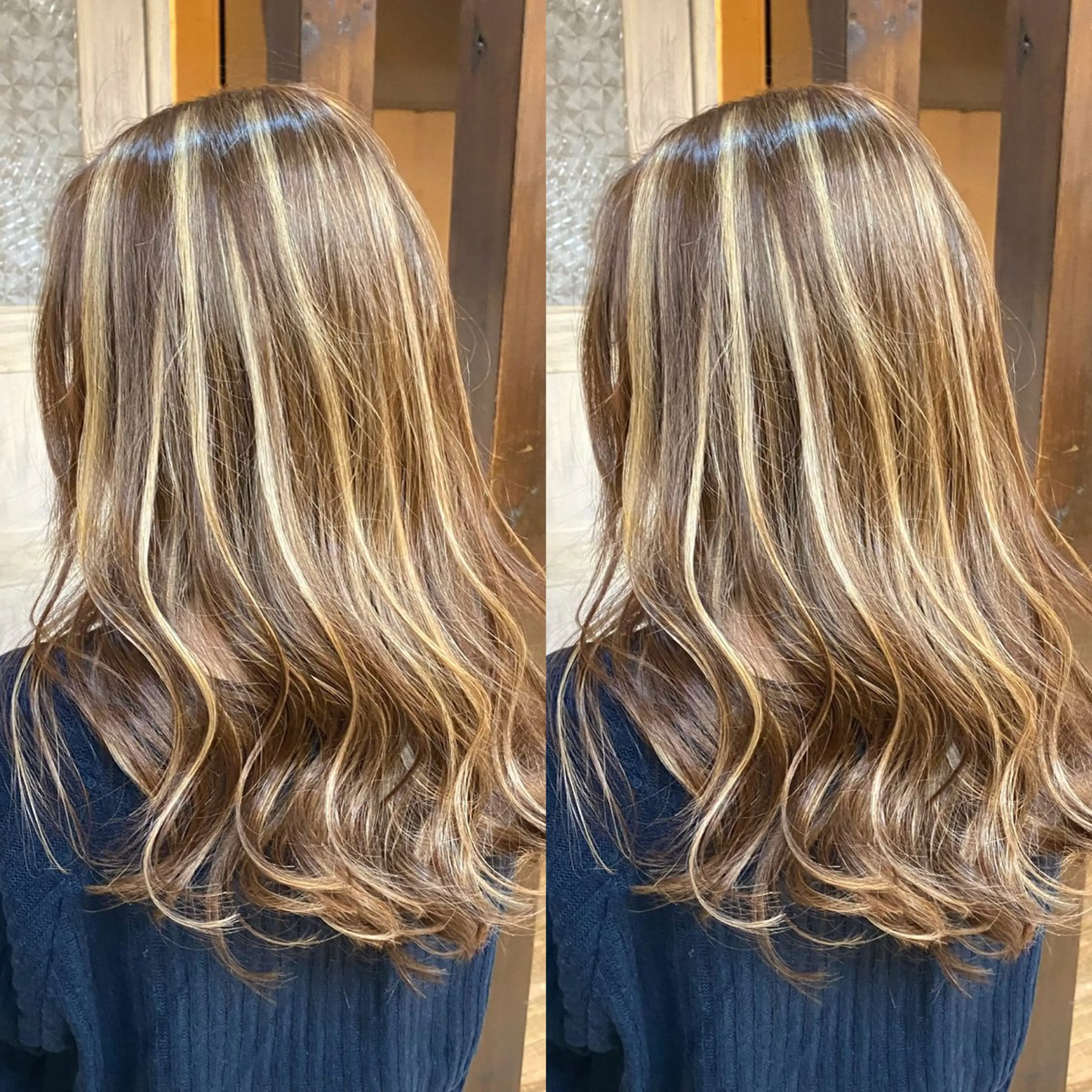 ロング ハイライト ヘアカラー トリートメント issy/ハイライト ハイトーン／レイヤーのヘアスタイル