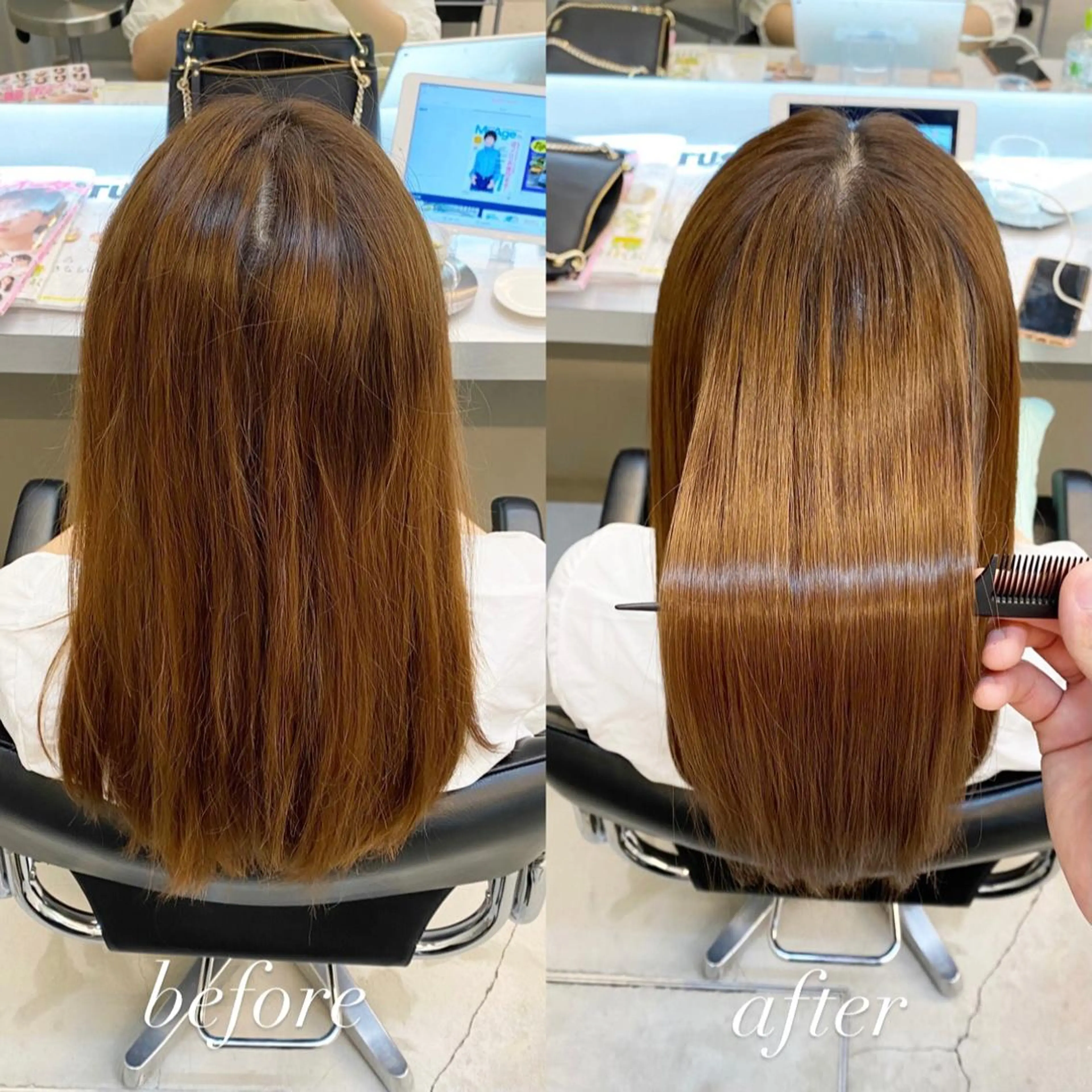 セミロング パーマ 縮毛矯正 縮毛矯正 トリートメント 艶髪と透明感を ‼️/若林のヘアスタイル