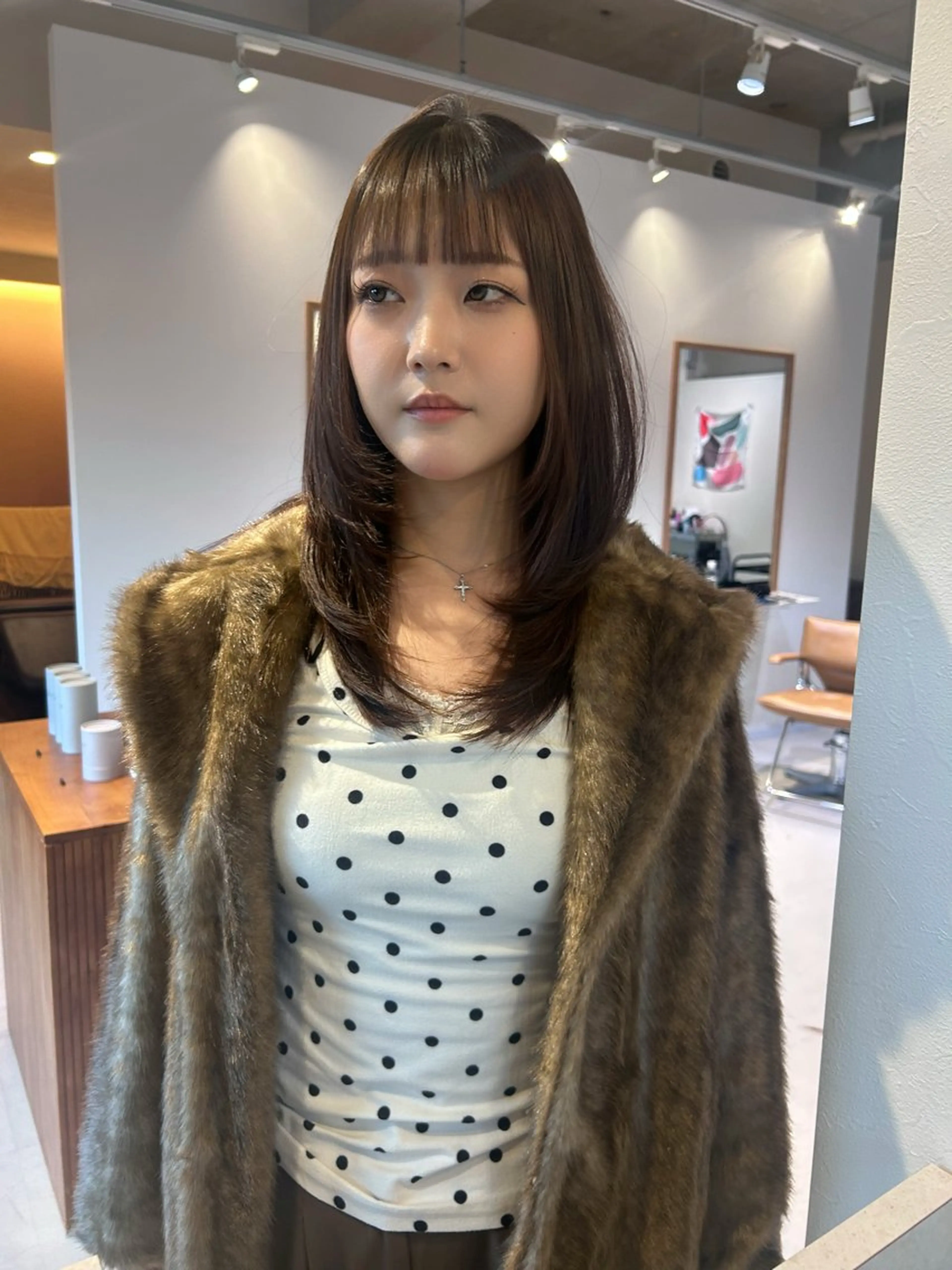 セミロング ハッシュカット レイヤーカット 縮毛矯正 レイヤーカット/ツヤ 縮毛矯正/アチワのヘアスタイル