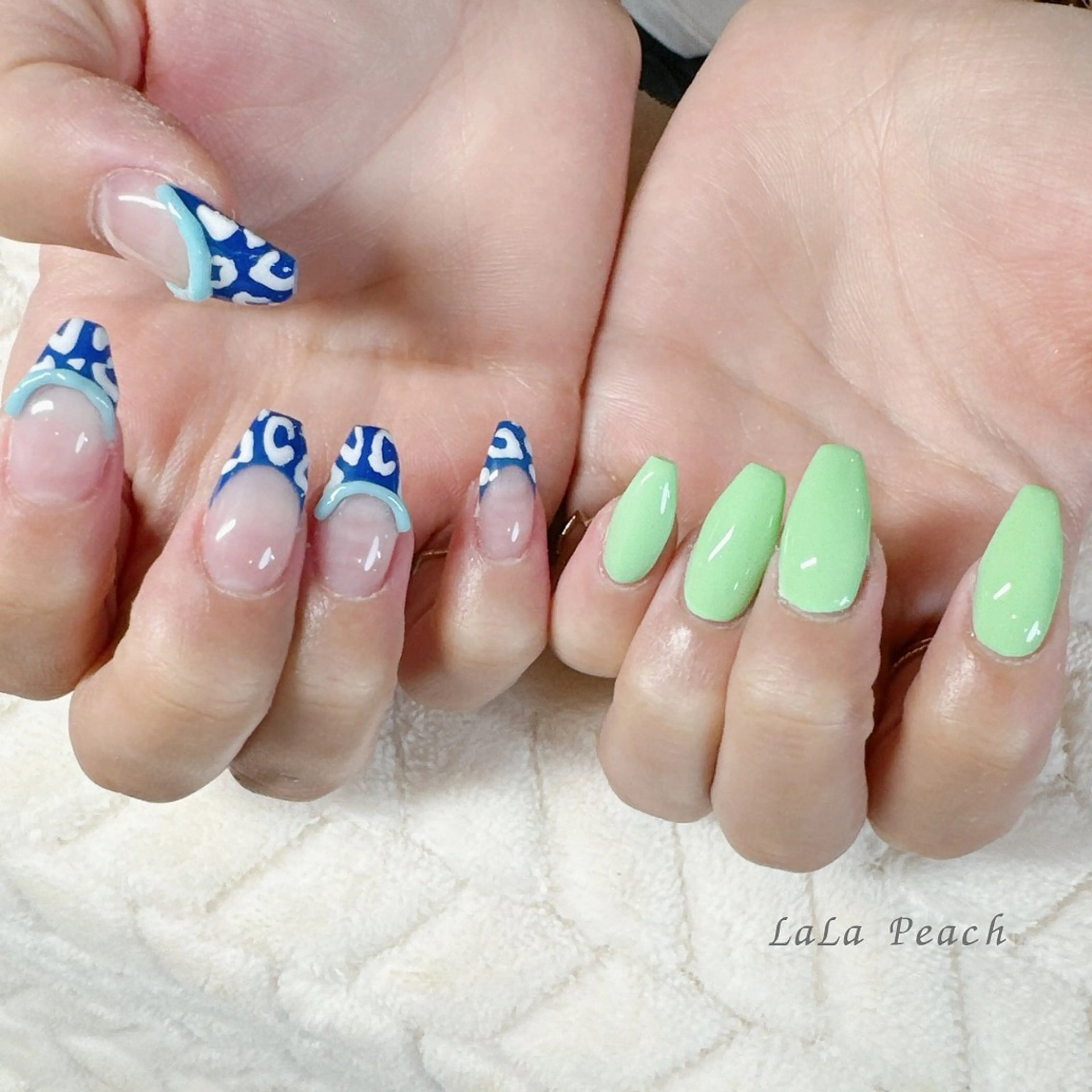 ネイル アニマル柄 アートネイル ジェルネイル 夏ネイル ハンドネイル LaLa Peach 福岡のマツエク・マツパデザイン