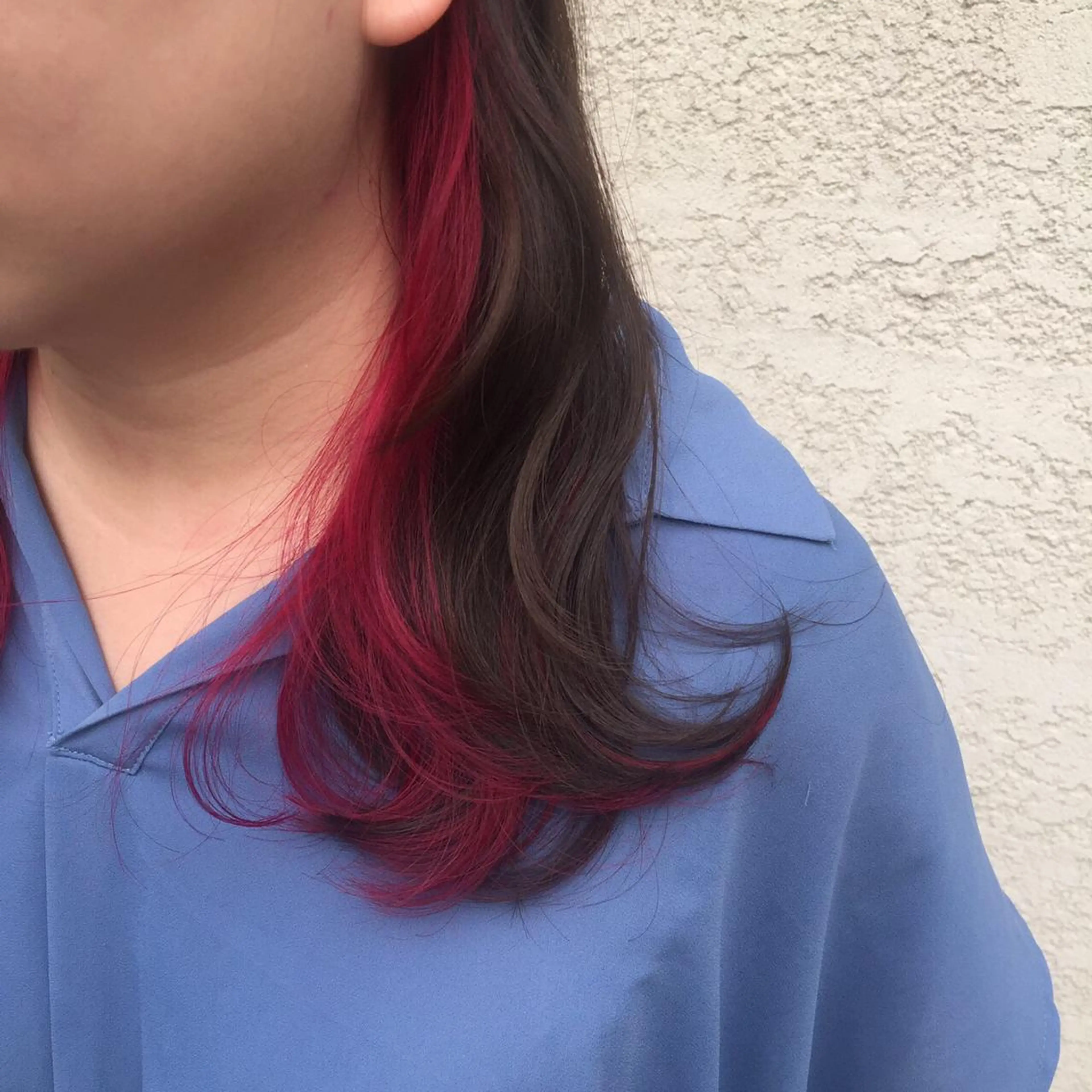 ミディアム カラー ヘアアレンジ レッドカラー オルチャンヘア カット ヘアカラー トリートメント 韓国×巻ける髪質改善 💍maki💍のヘアスタイル