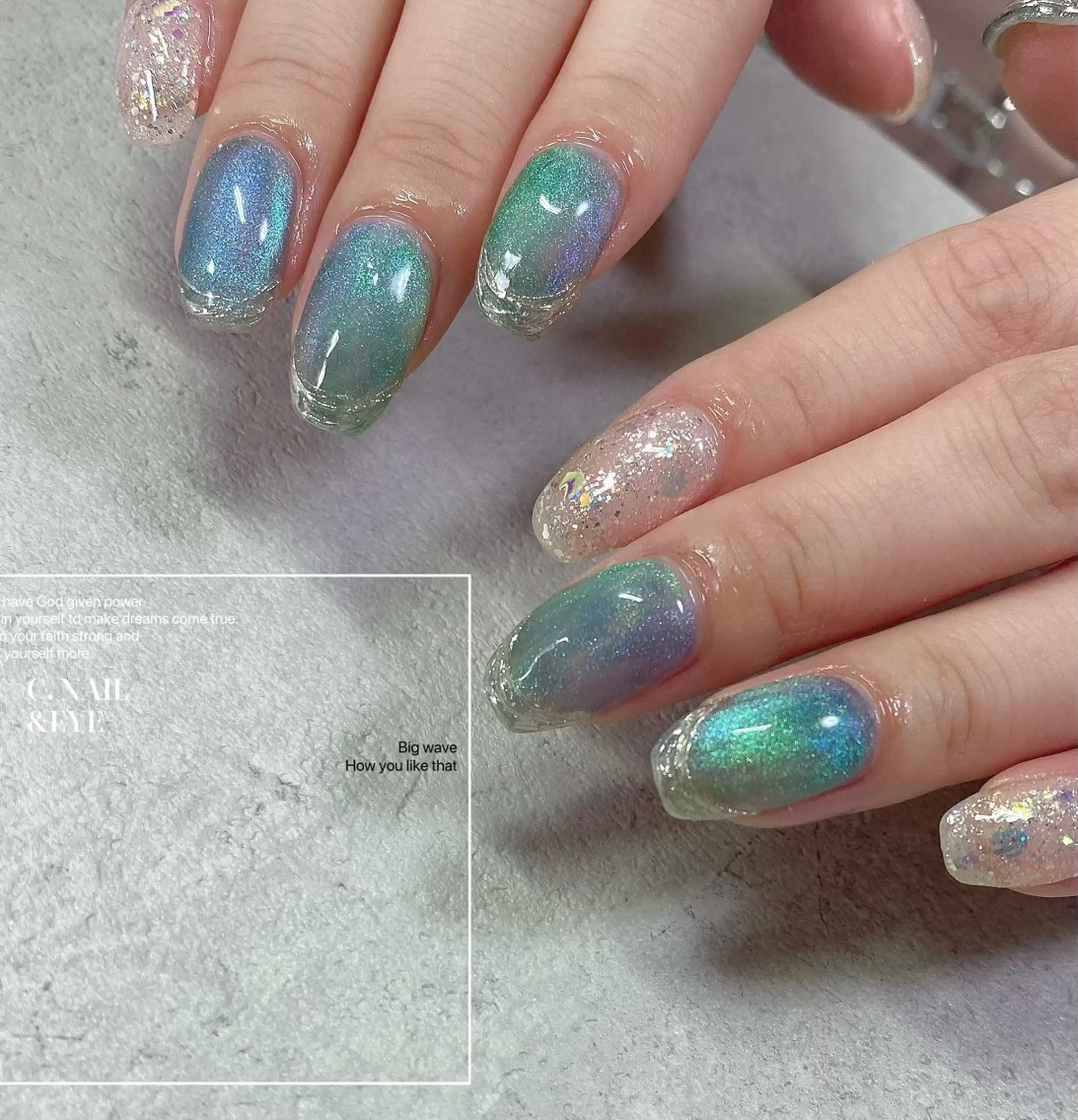 ネイル フットネイル フレンチネイル 氷ネイル・うるうるネイル マグネットネイル ミラーネイル C.Nail &Eye筑紫駅のネイルデザイン