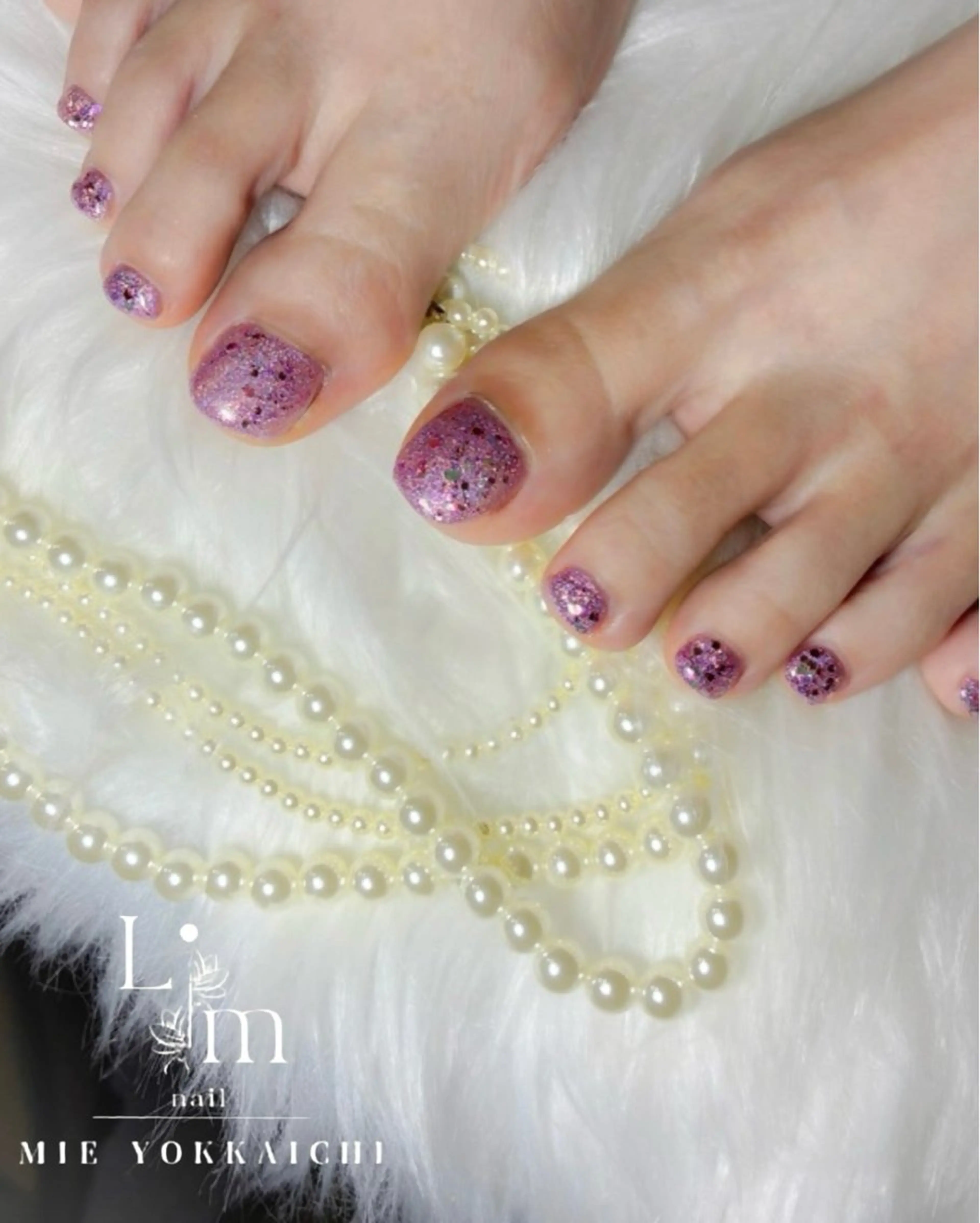 ネイル フラッシュネイル フットネイル キラキラネイル ラメ(グリッター) Li.m nail リム ネイルのネイルデザイン