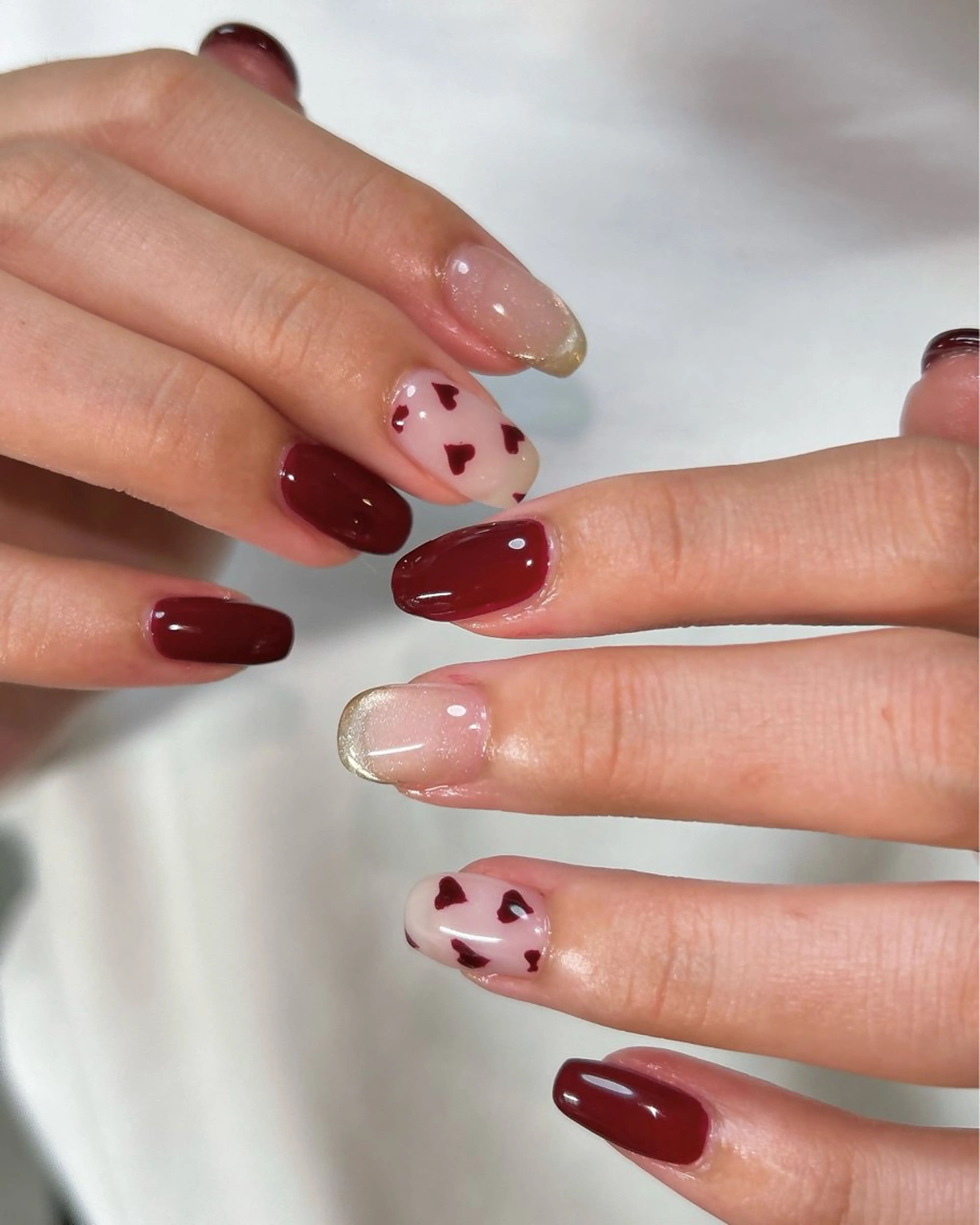 ネイル ハート ハンドネイル ten nail salon かえでのネイルデザイン