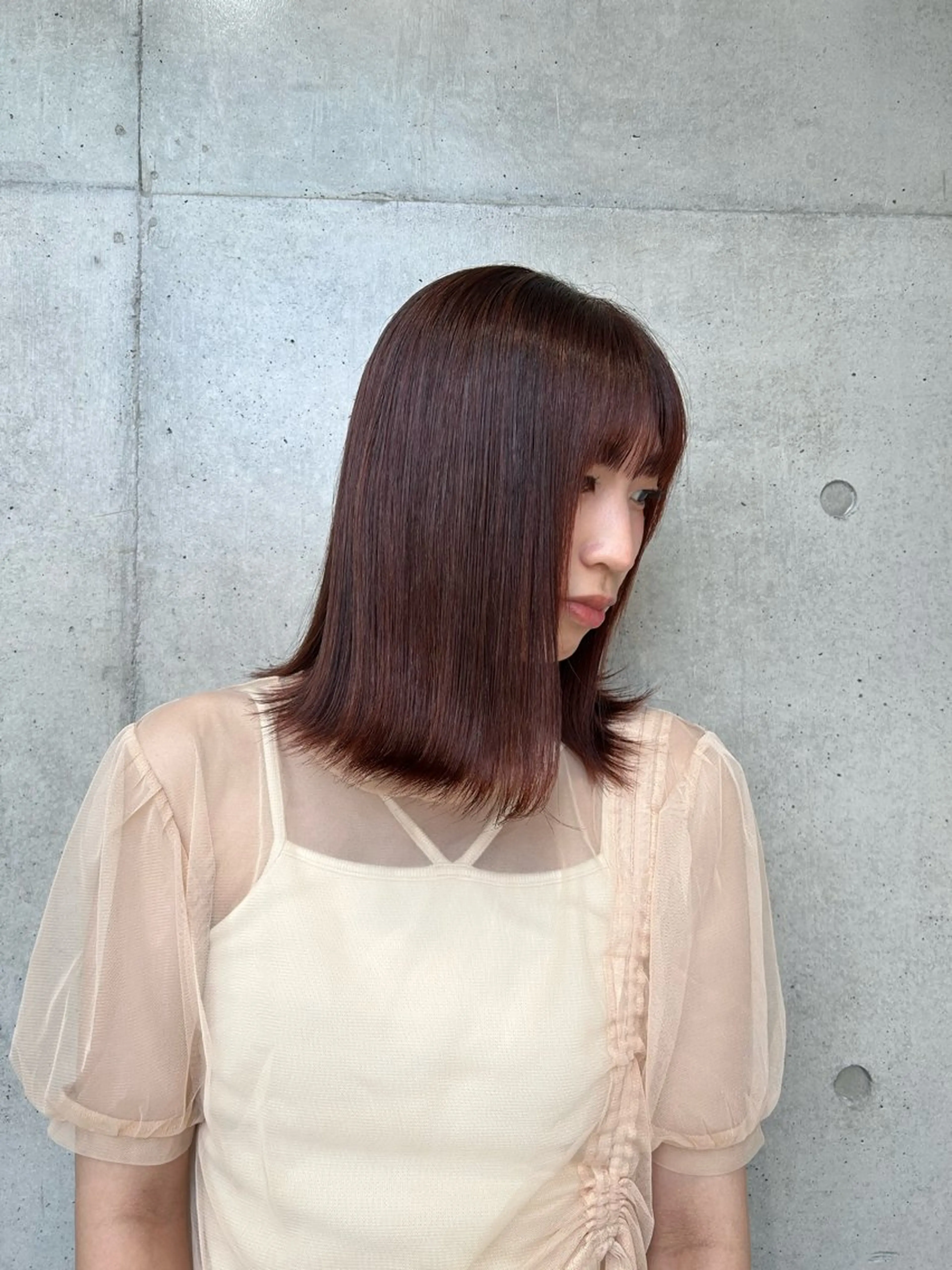 セミロング カラー ヘアアレンジ ヘアカラー トリートメント ボブ艶モテカラー🫧 カリンのヘアスタイル