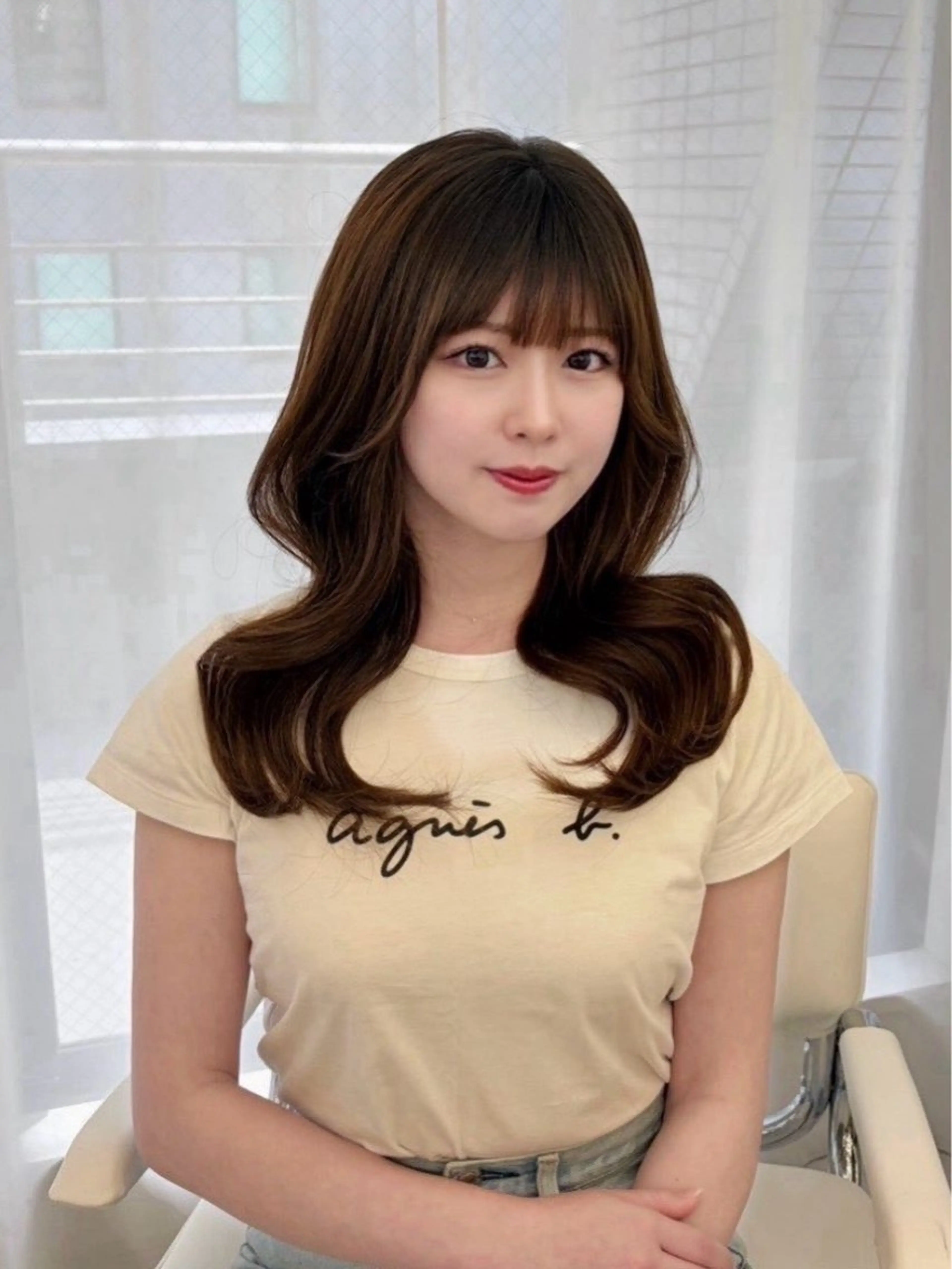 ロング ヘアアレンジ 韓国ヘア/透明感 カラー🎀/室 結菜のヘアスタイル