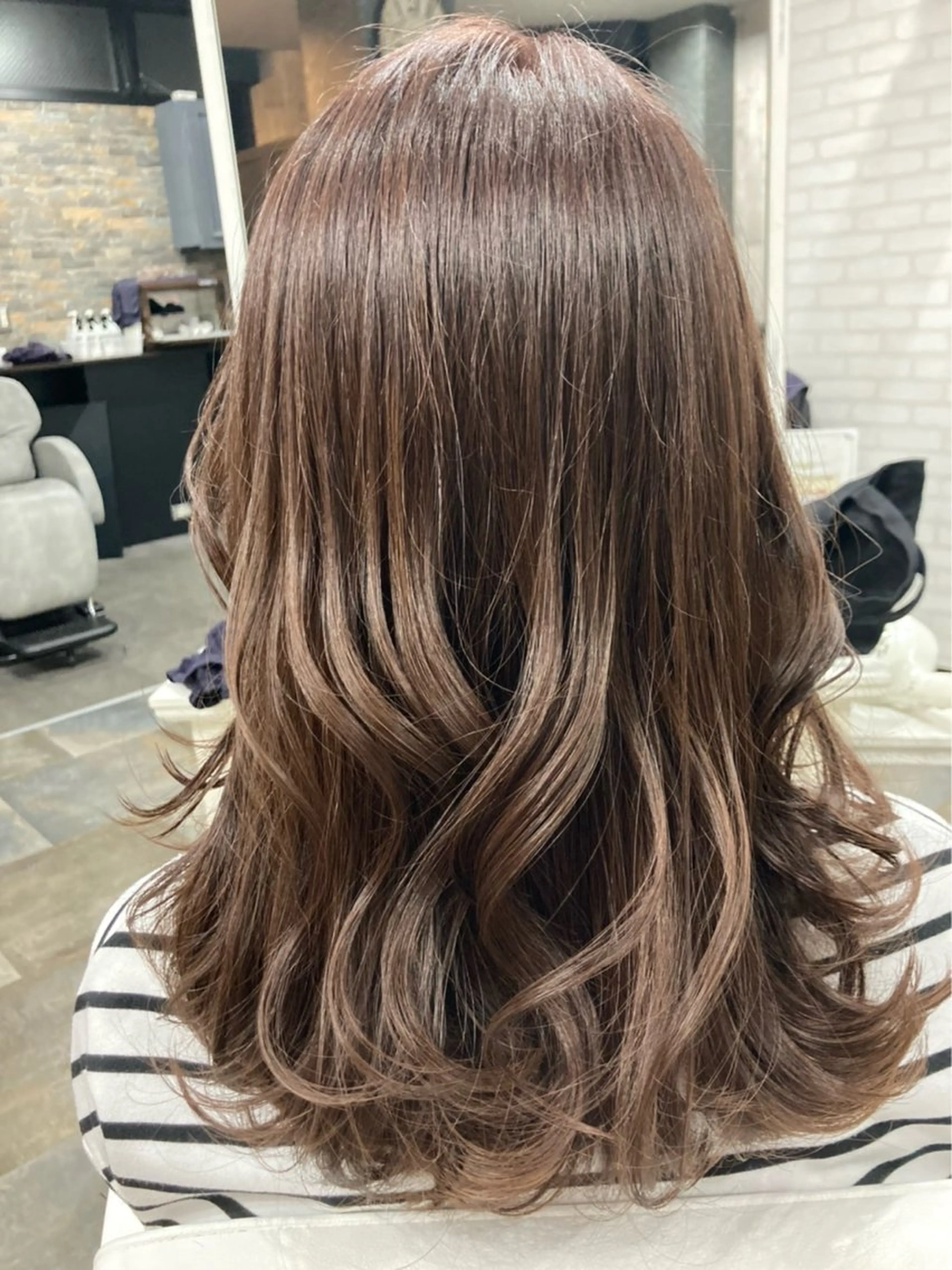 セミロング セミロングパーマ ミストバング ボブ ハイライト 髪質改善 髪質改善/縮毛矯正/ 美髪/個室/ハラのヘアスタイル