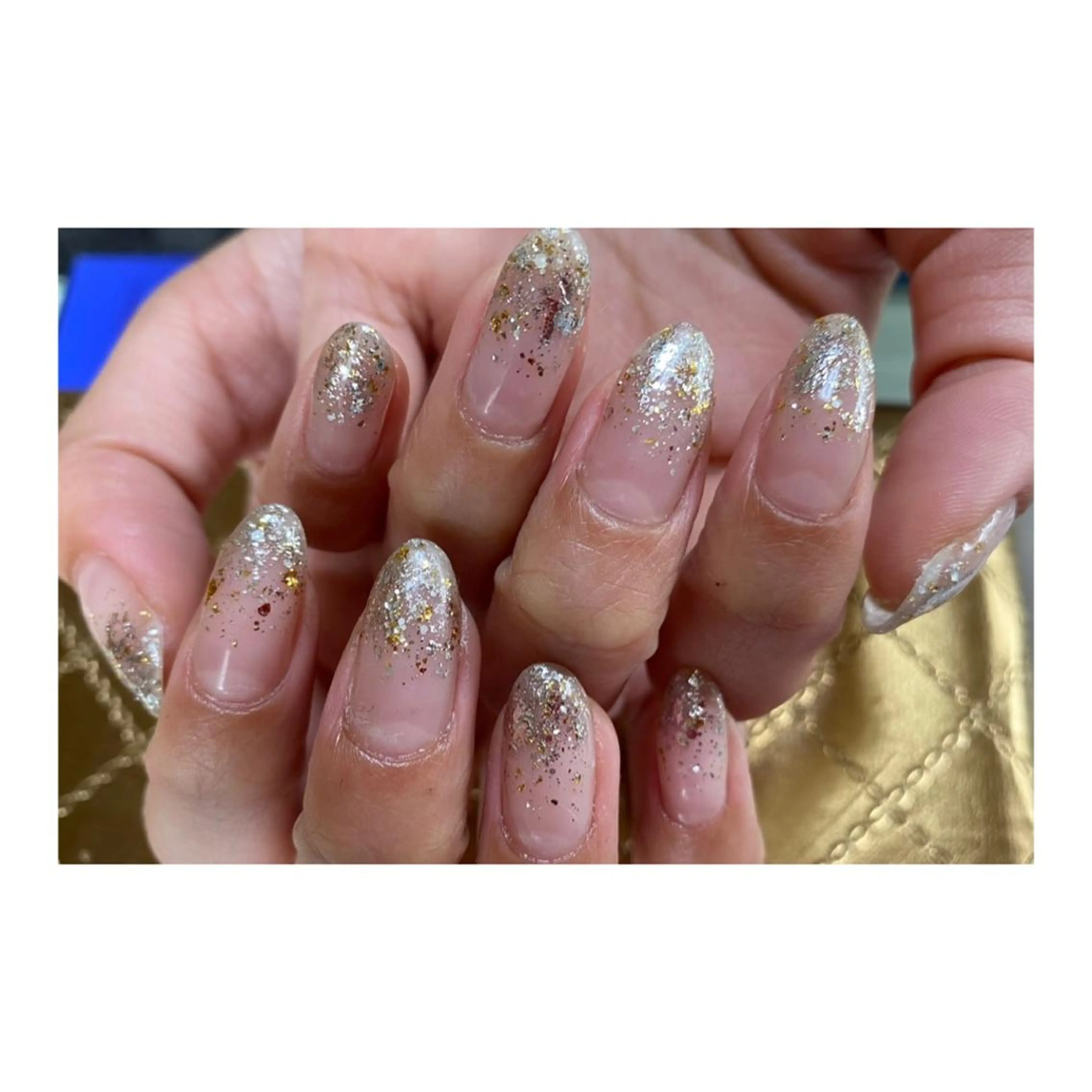 ネイル ラメ(グリッター) ラメグラデーション ハンドネイル M nail 個人サロン𓆉♥︎のネイルデザイン