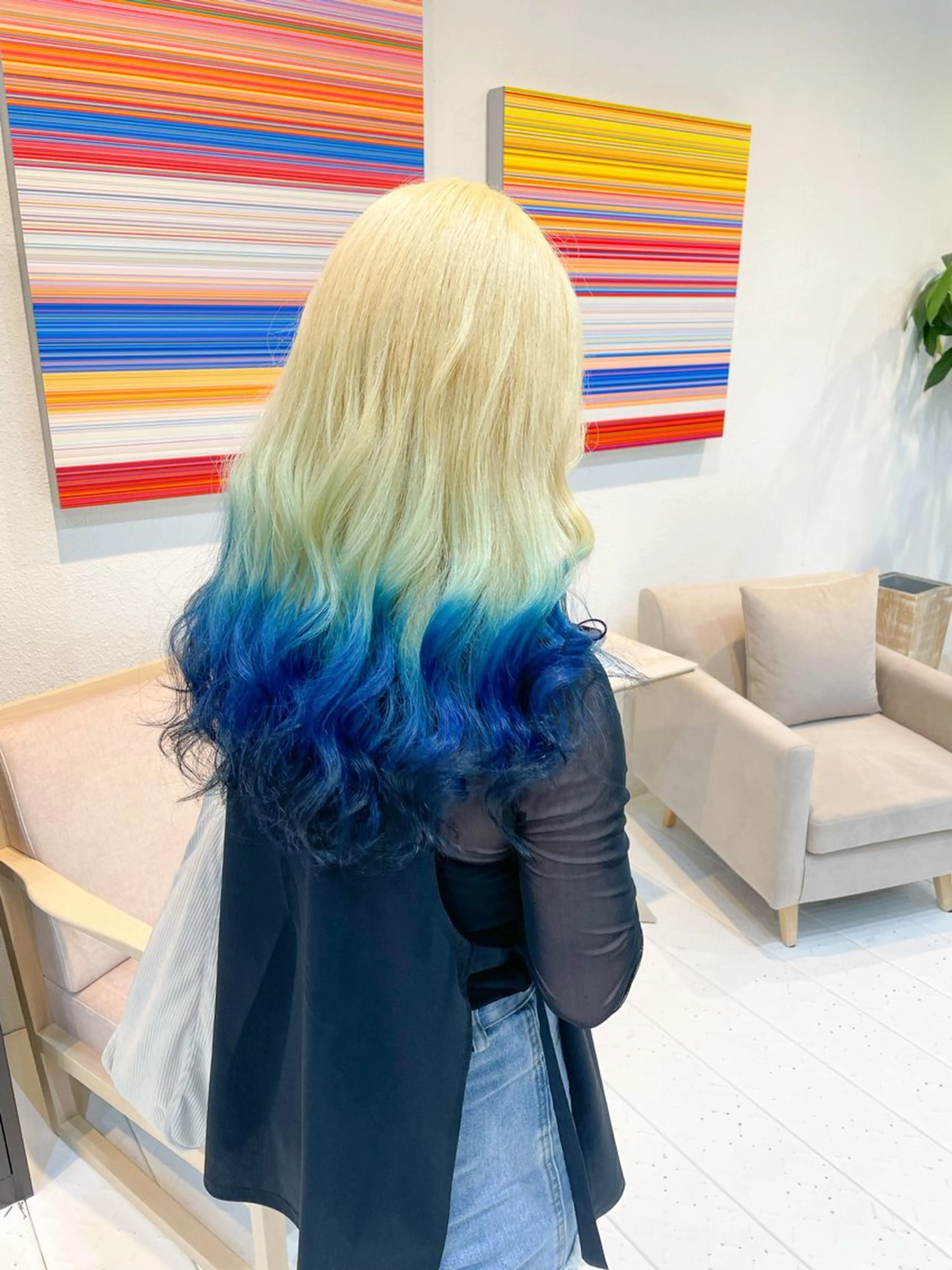 ロング カラー 黒髪 ブリーチ 抜きっぱなしブロンド ブロンド ブルーカラー ヘアカラー トリートメント ハイトーン/レイヤー /ケアブリーチ石川治のヘアスタイル