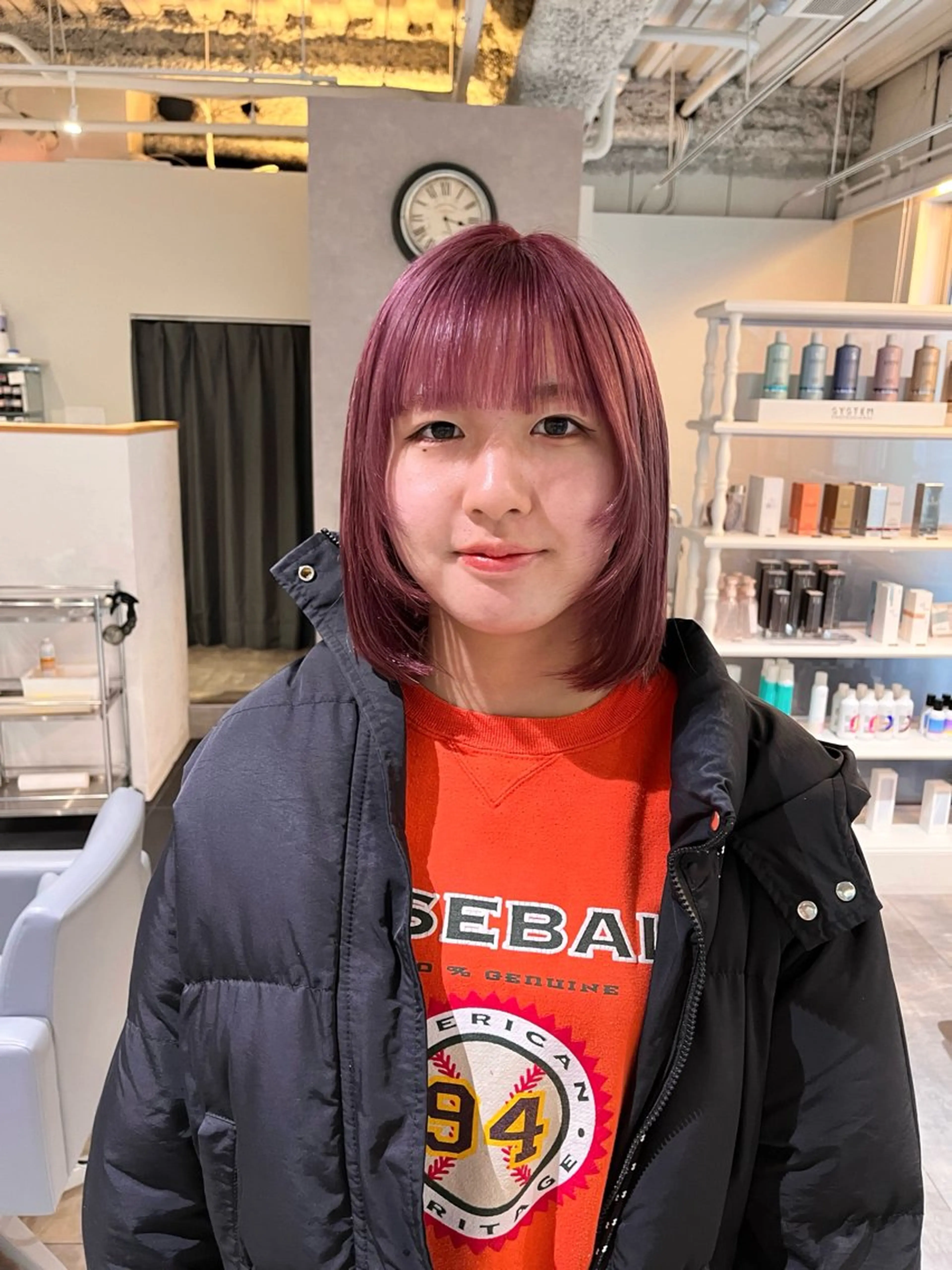 ミディアム カラー ピンクカラー カット ヘアカラー ショート/パーマ/ カラー/FUKOのヘアスタイル