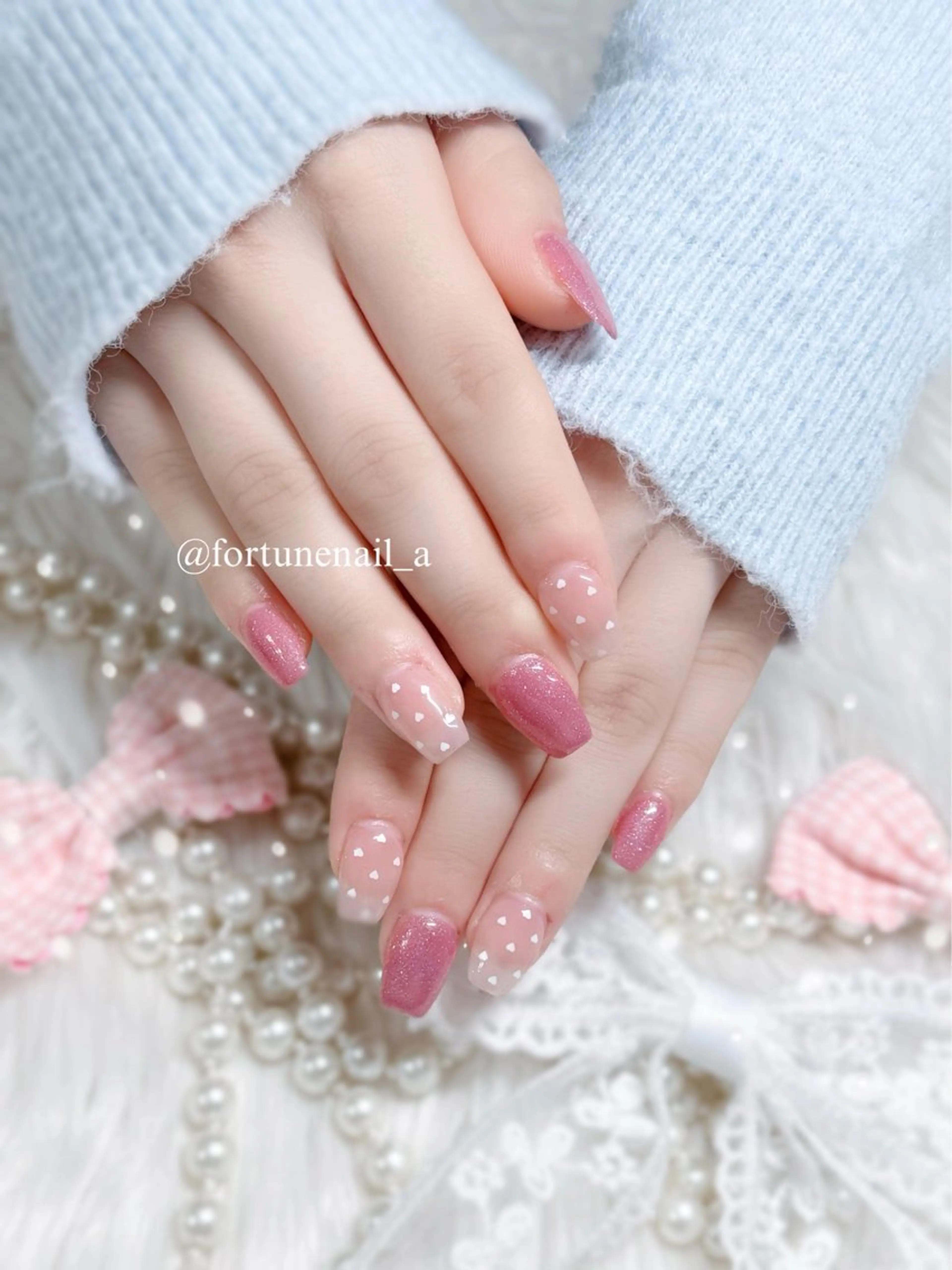 ネイル ハート ハンドネイル ✩.*🎀 aoi🎀のネイルデザイン