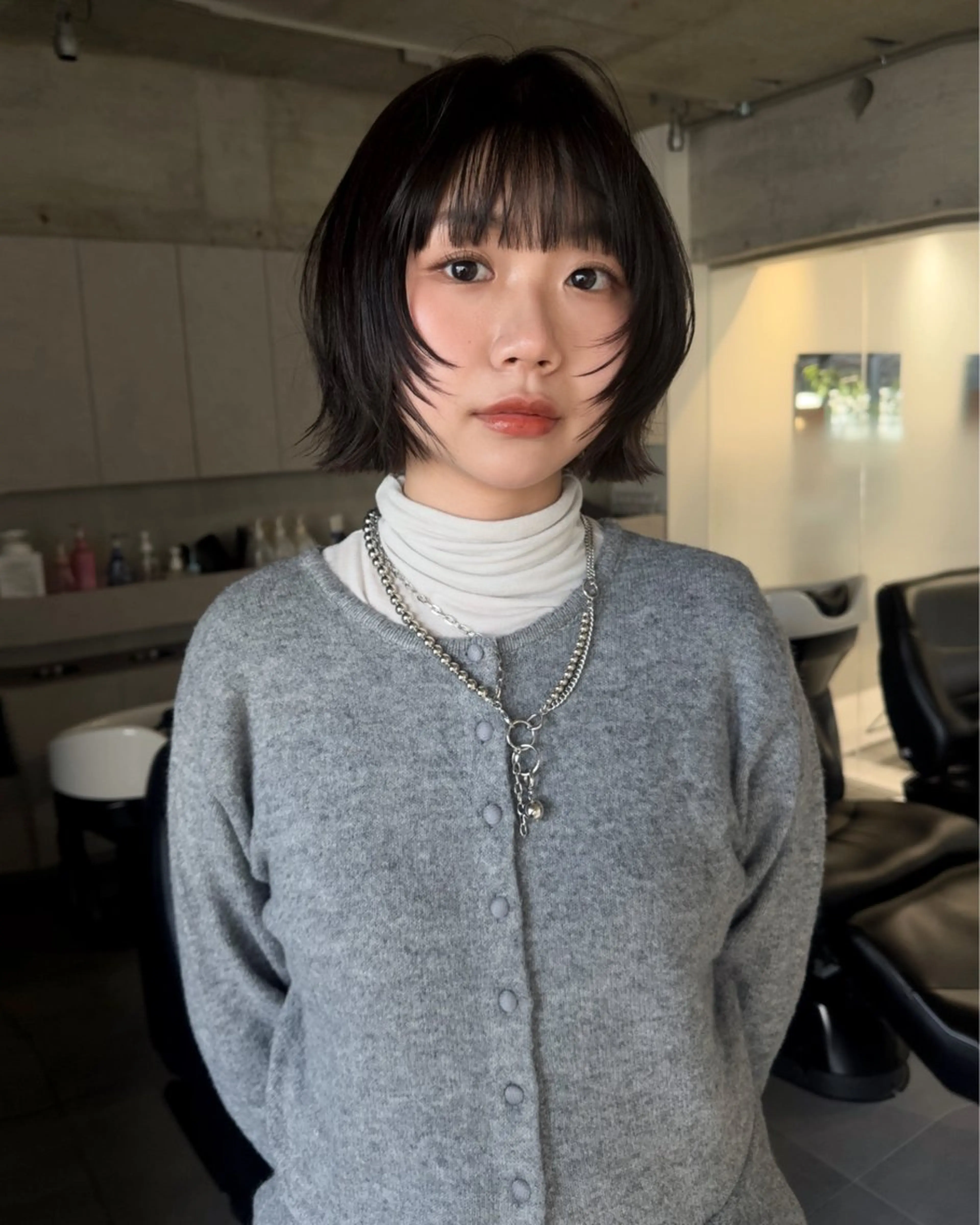 ショート カラー ボブレイヤー 黒髪 ボブ レイヤーカット カット ヘアカラー ボブ/似合わせ レイヤーcocomoのヘアスタイル