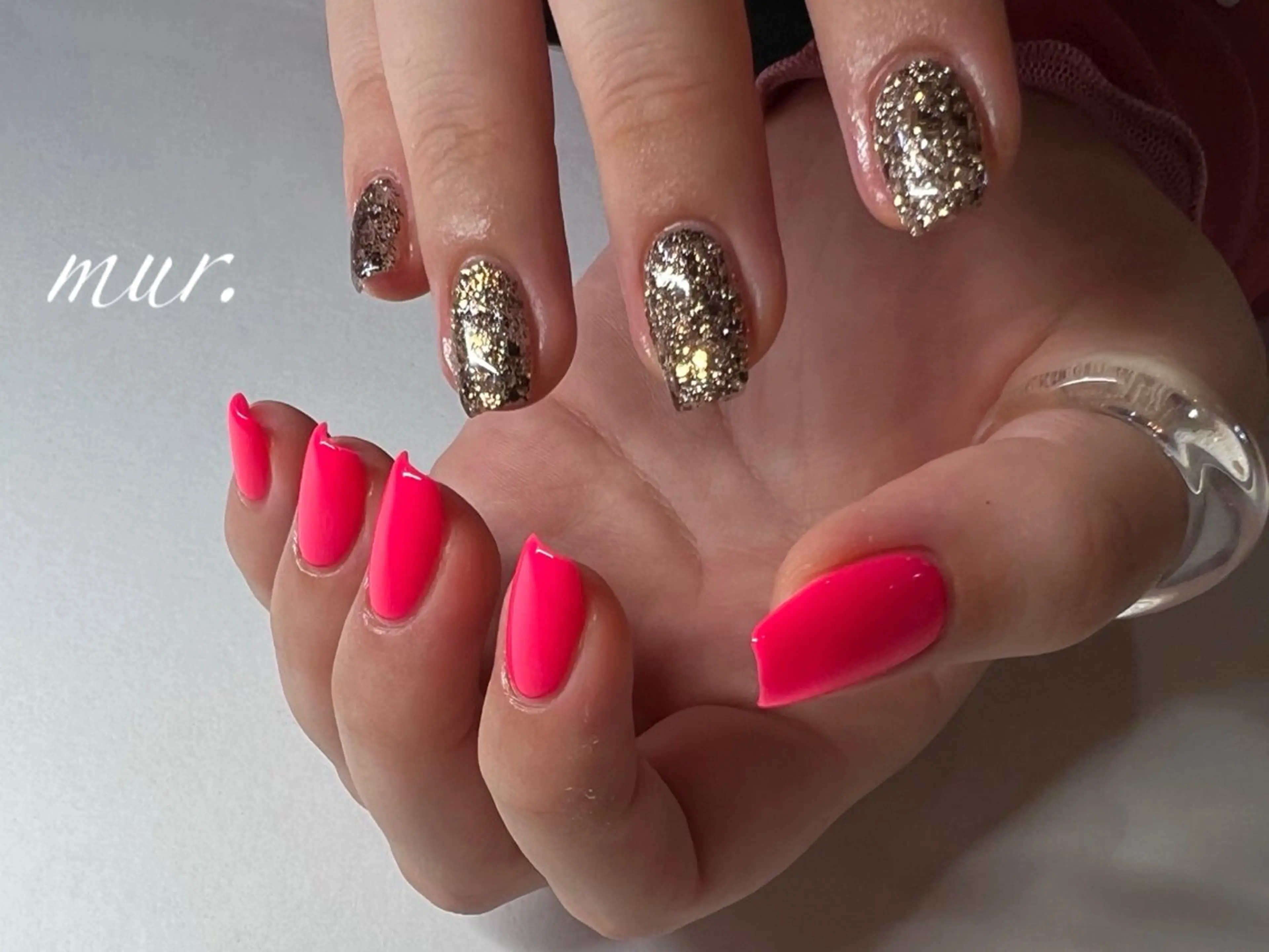 ネイル ジェルネイル 韓国ネイル ラメ(グリッター) ワンカラーネイル ピンク nailsalon mur.のネイルデザイン