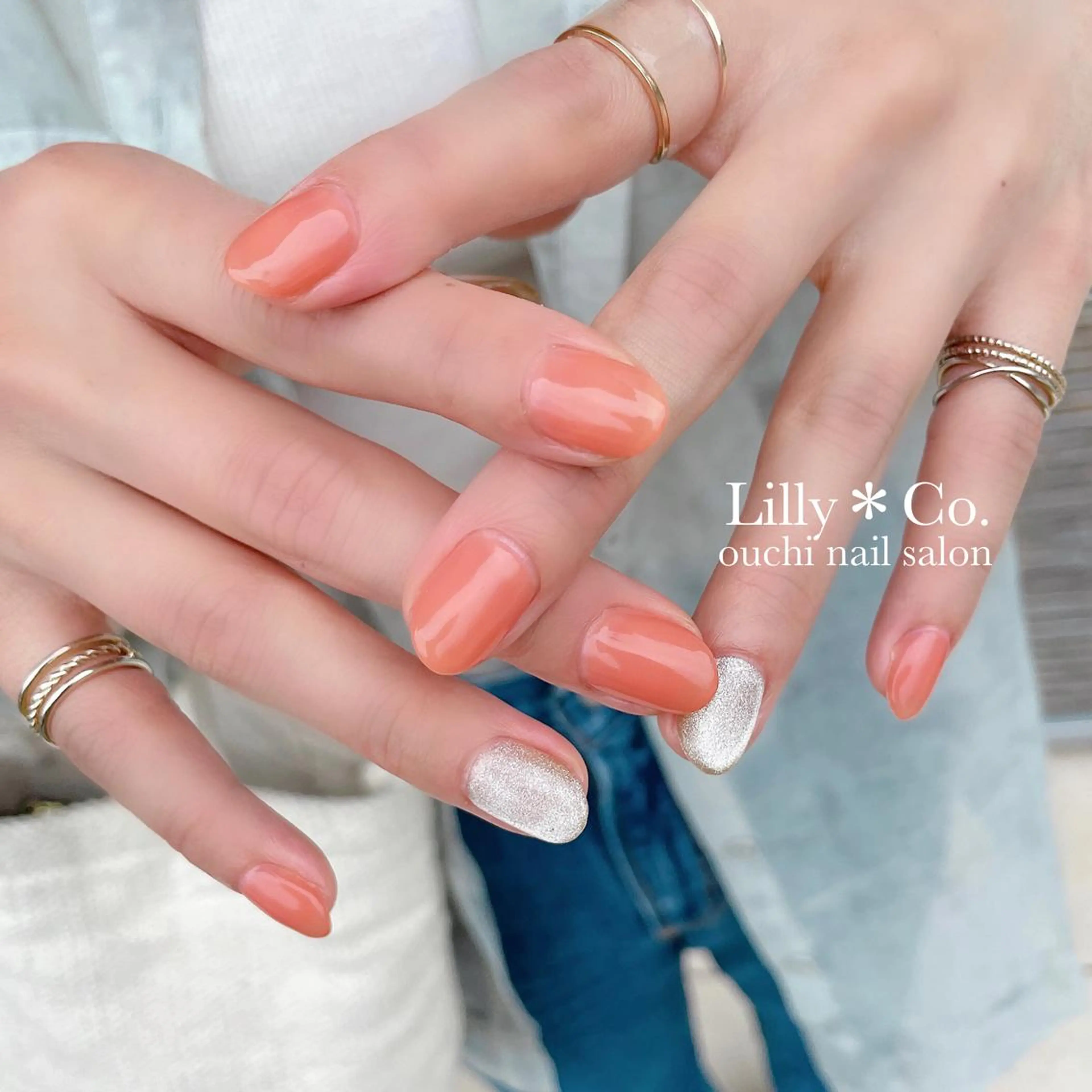 ネイル アートネイル オレンジ シンプルネイル Lilly Co.のネイルデザイン