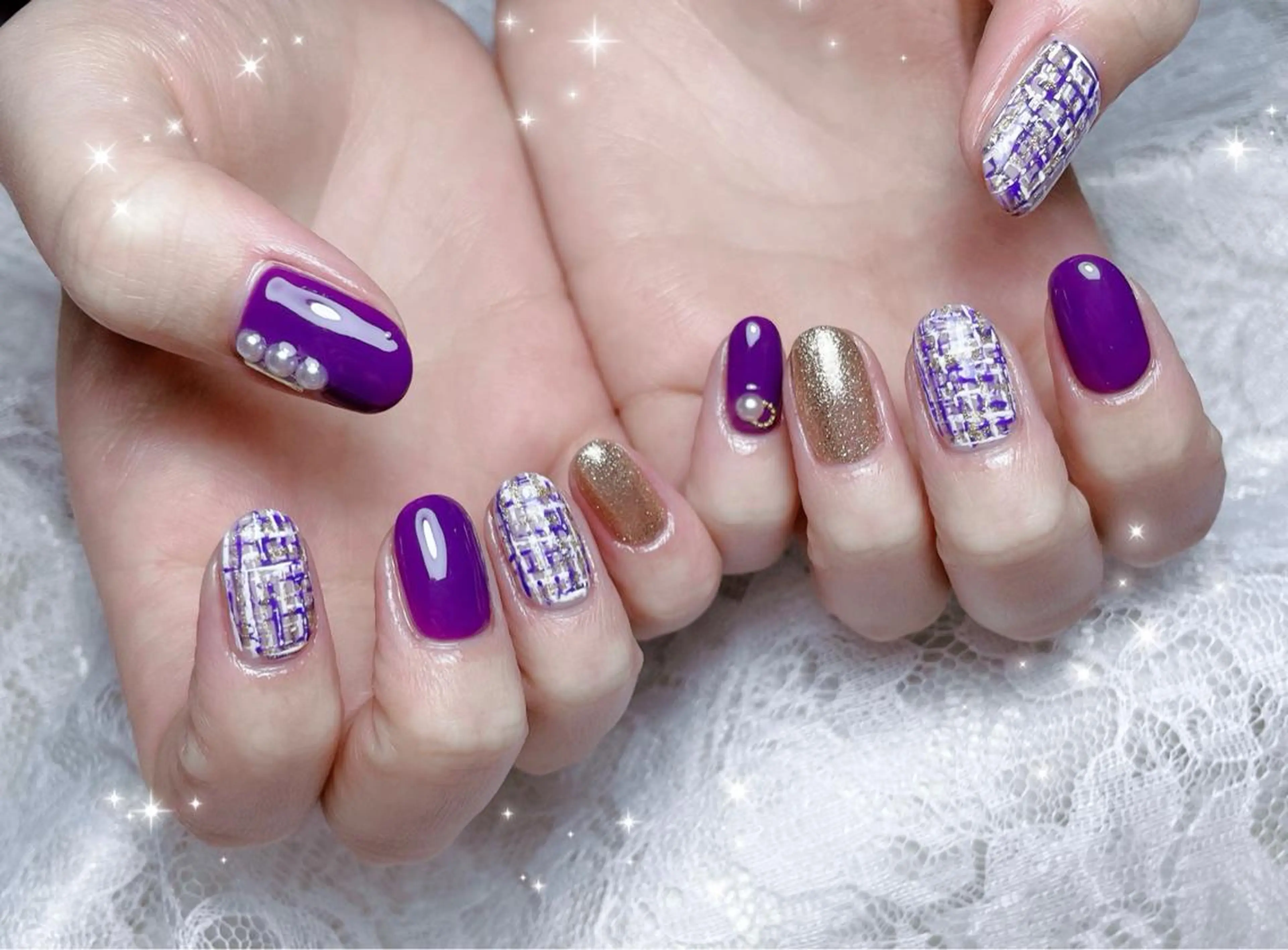 ネイル アートネイル ツイードネイル ハンドネイル FLARE NAIL フレアネイルのネイルデザイン