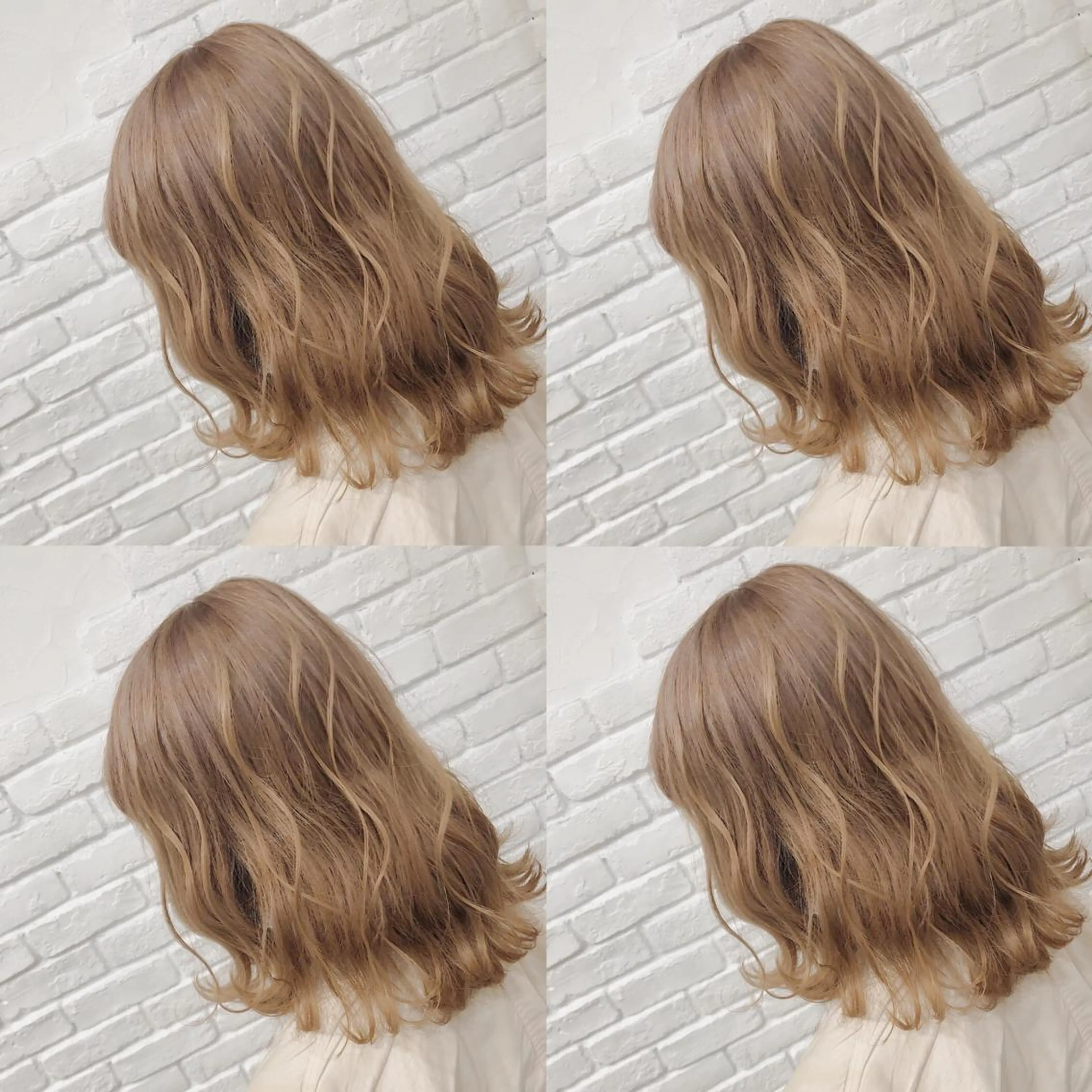 セミロング カラー ヘアアレンジ メンズ キッズ ヘアカラー トリートメント 💟Chloe原宿店 🩶ハイトーンのヘアスタイル