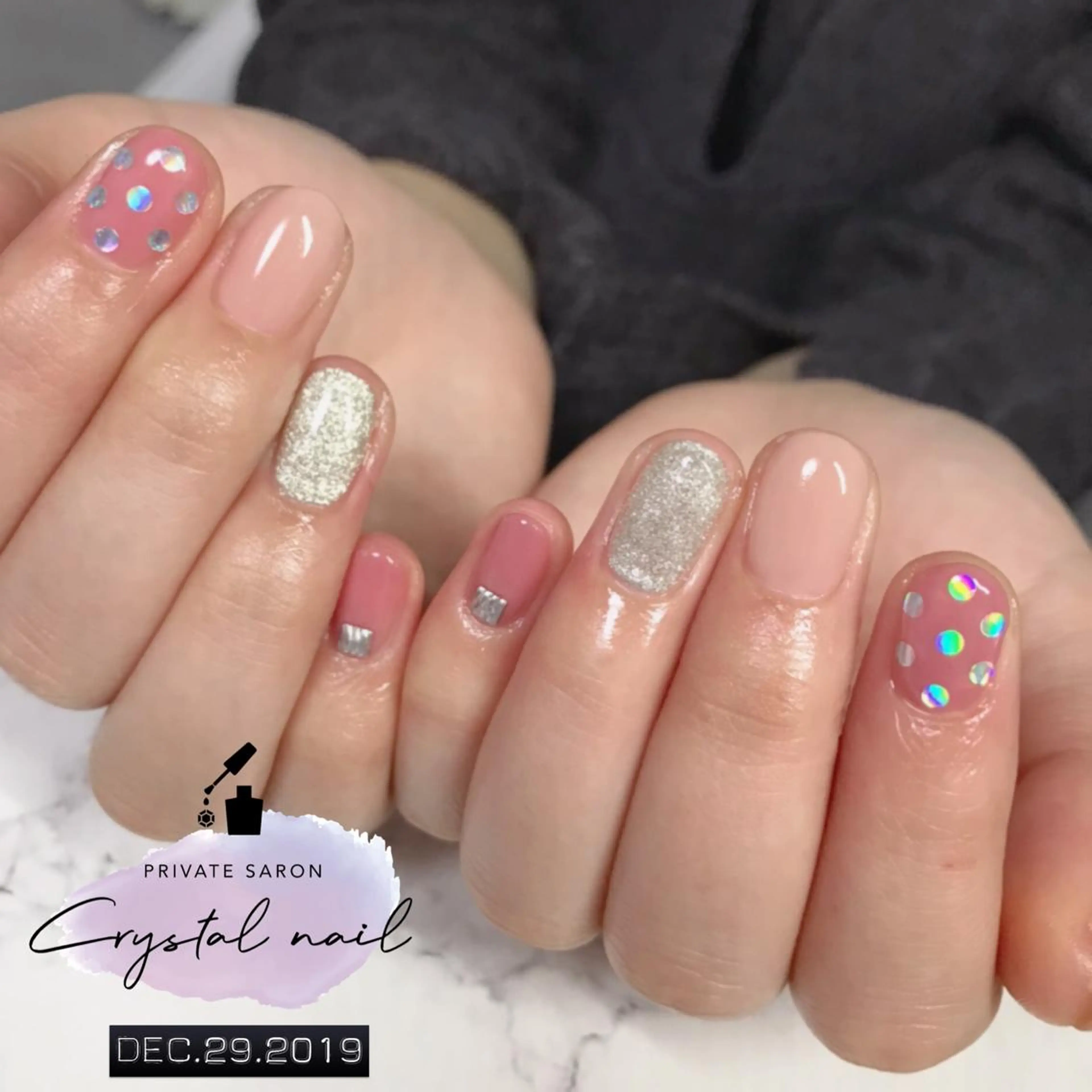 ネイル ドット シルバー ハンドネイル SCENERY NAILのネイルデザイン