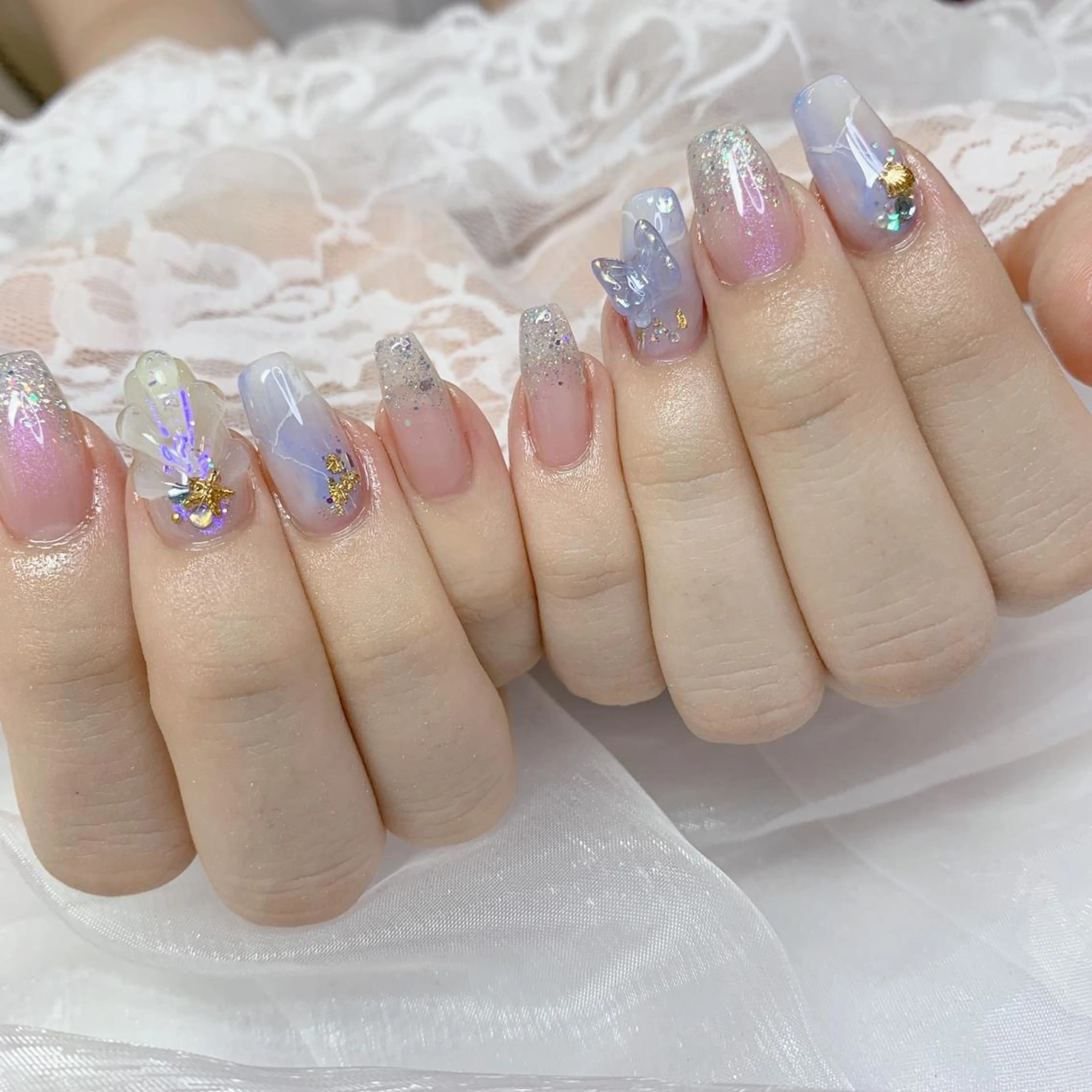 ネイル ロングネイル ハンドネイル La neige* yuki 🐩🌙のネイルデザイン