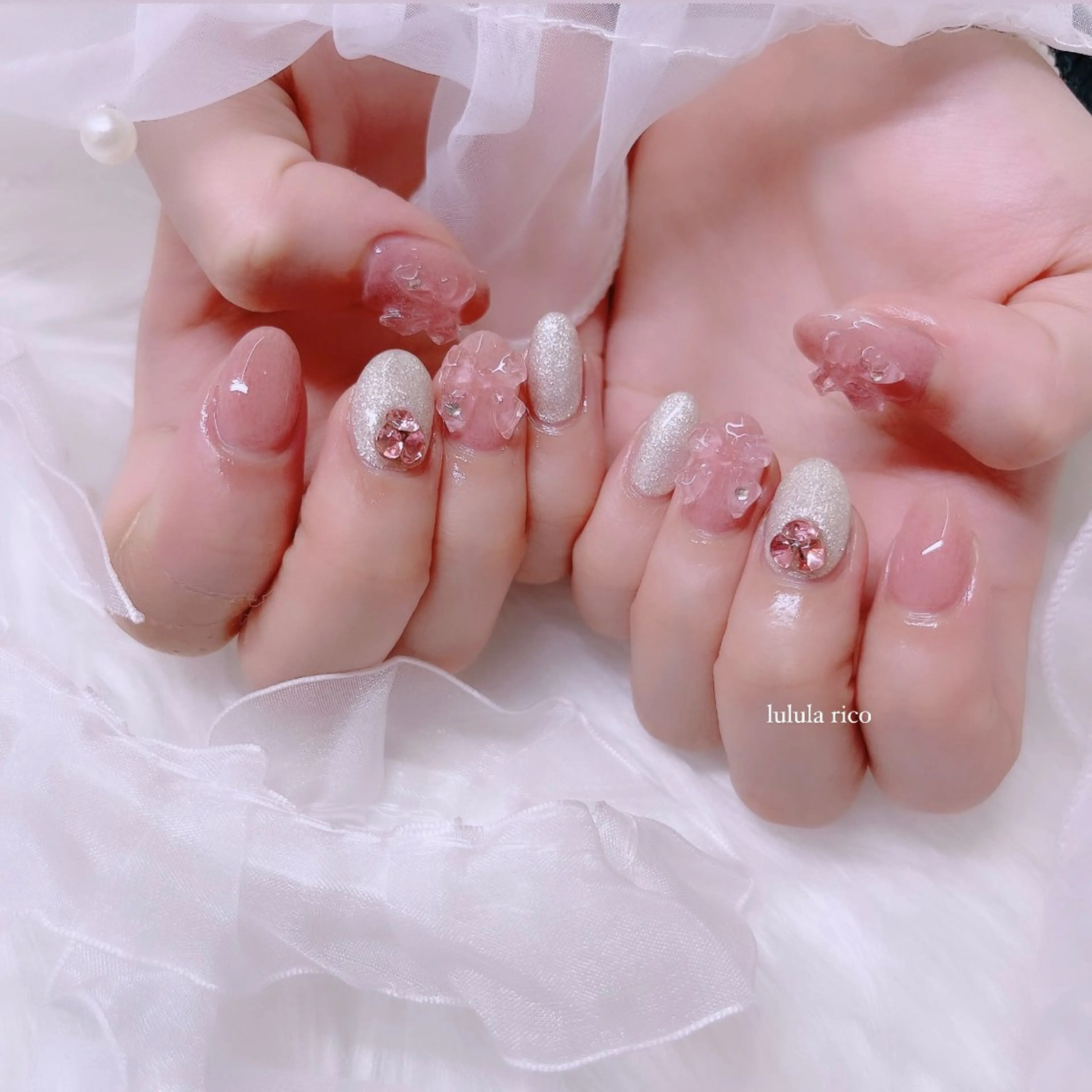 ネイル ピンク リボン 春ネイル lulula ricoのエステ・リラクイメージ