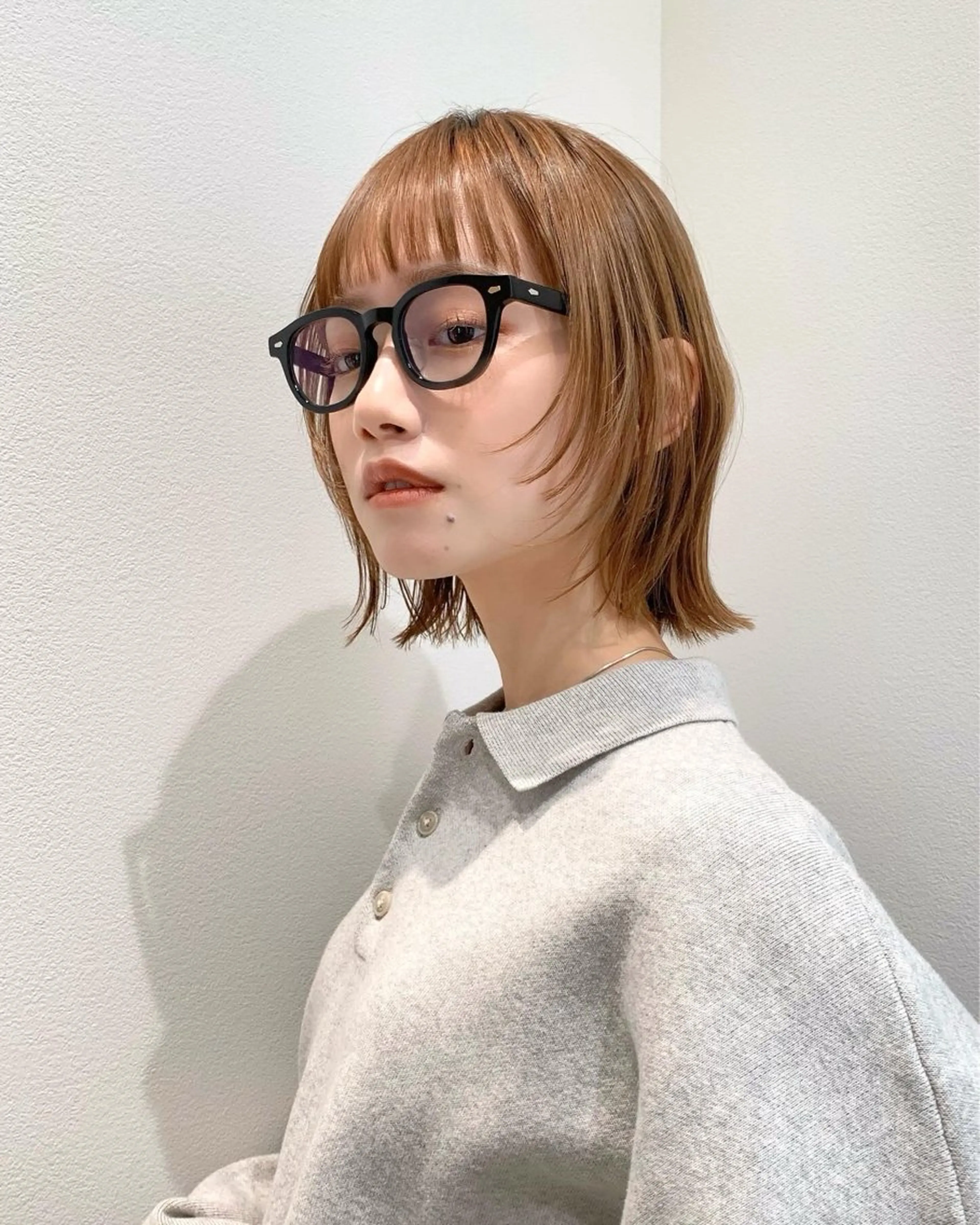 ショート 切りっぱなしボブ ボブ 顔まわりレイヤー レイヤーカット パーマ/暖色/ボブ イワタテ🇰🇷のヘアスタイル