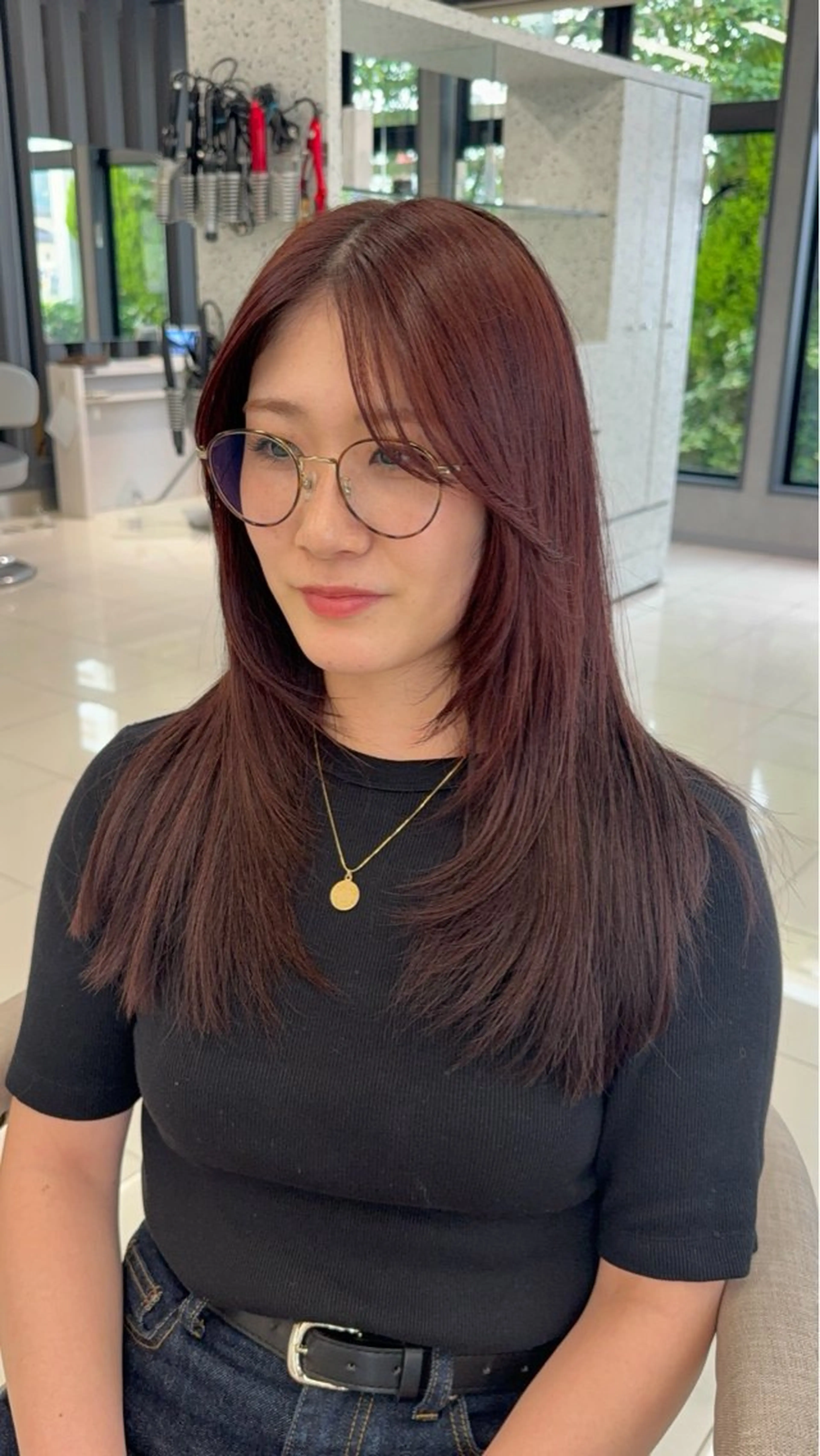 ロング カラー 顔周りカット 似合わせカット 阿部 優美子のヘアスタイル