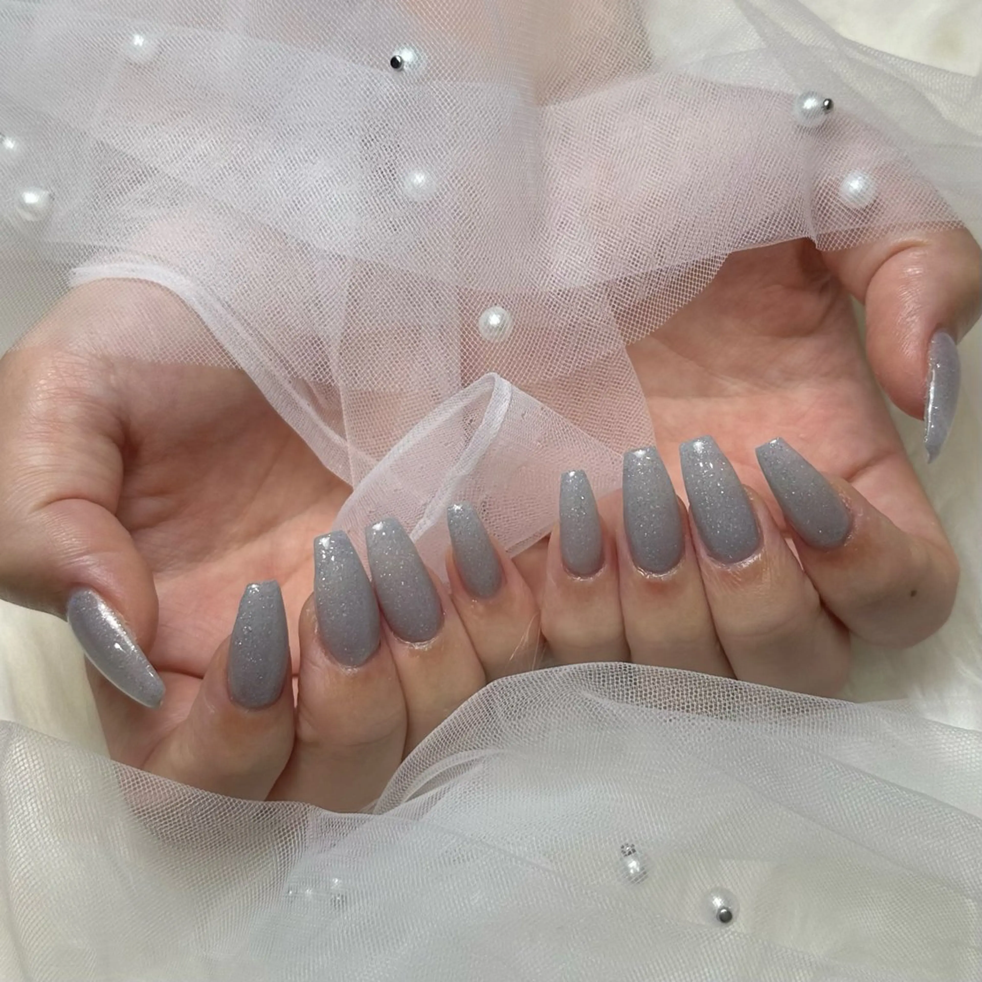 【チップ長さだし10本】ワンカラー /ラメグラ🌷初回オフ無料✨の写真