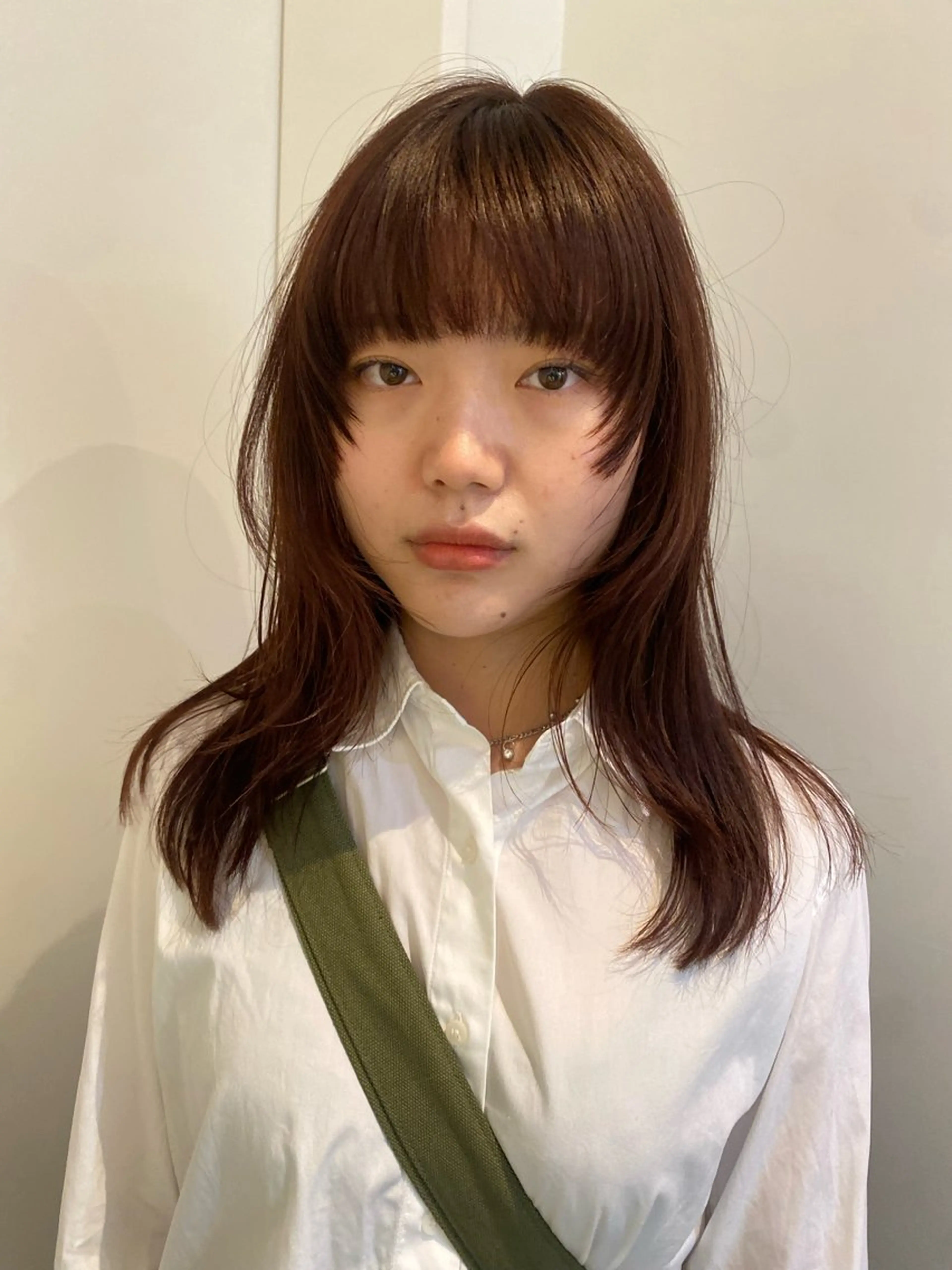 ミディアム カラー ブラウンカラー レッドカラー レッドブラウン 永田 愛莉のヘアスタイル