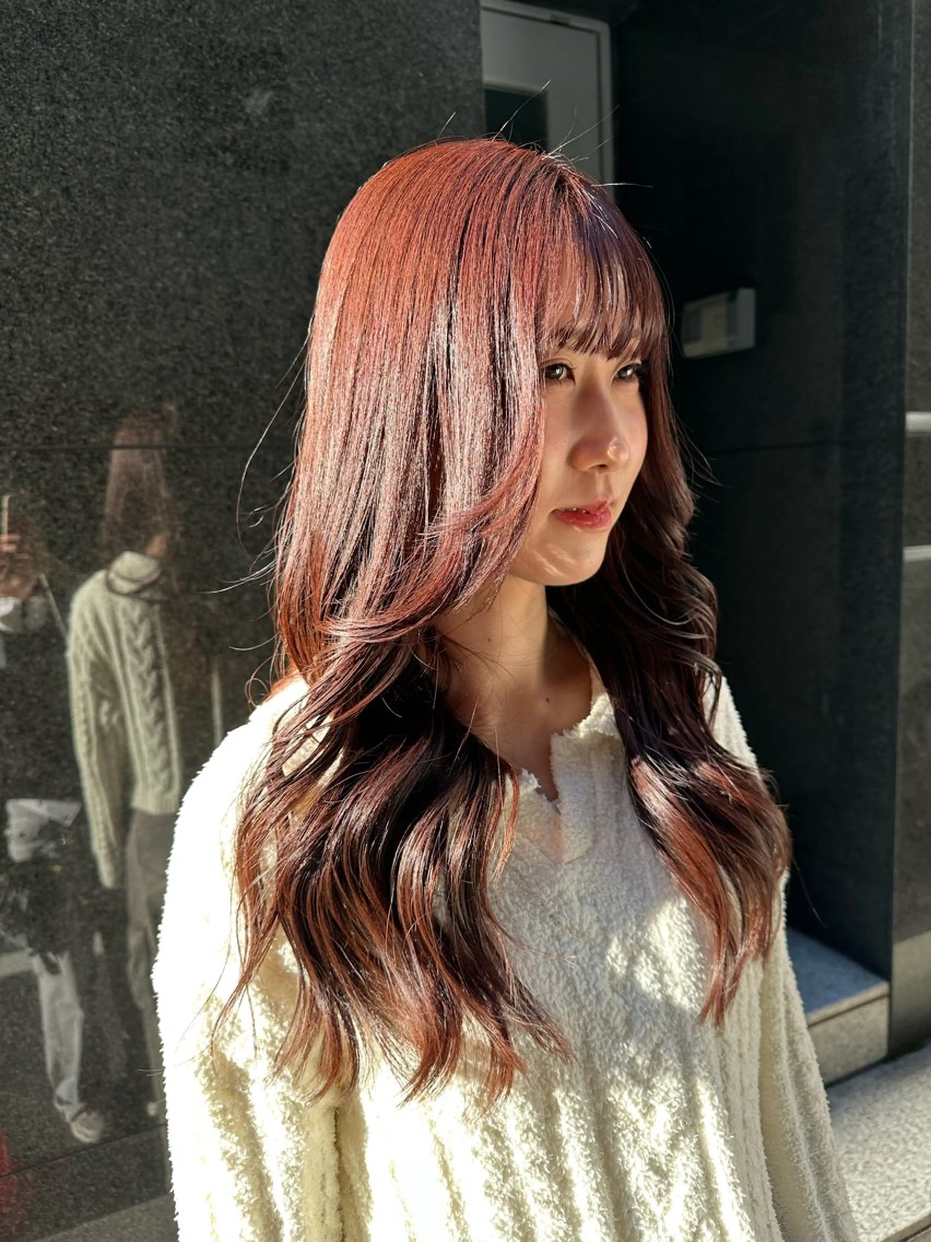 ロング カラー ヘアアレンジ タイトボブ個性派カラ ーAKANEのヘアスタイル