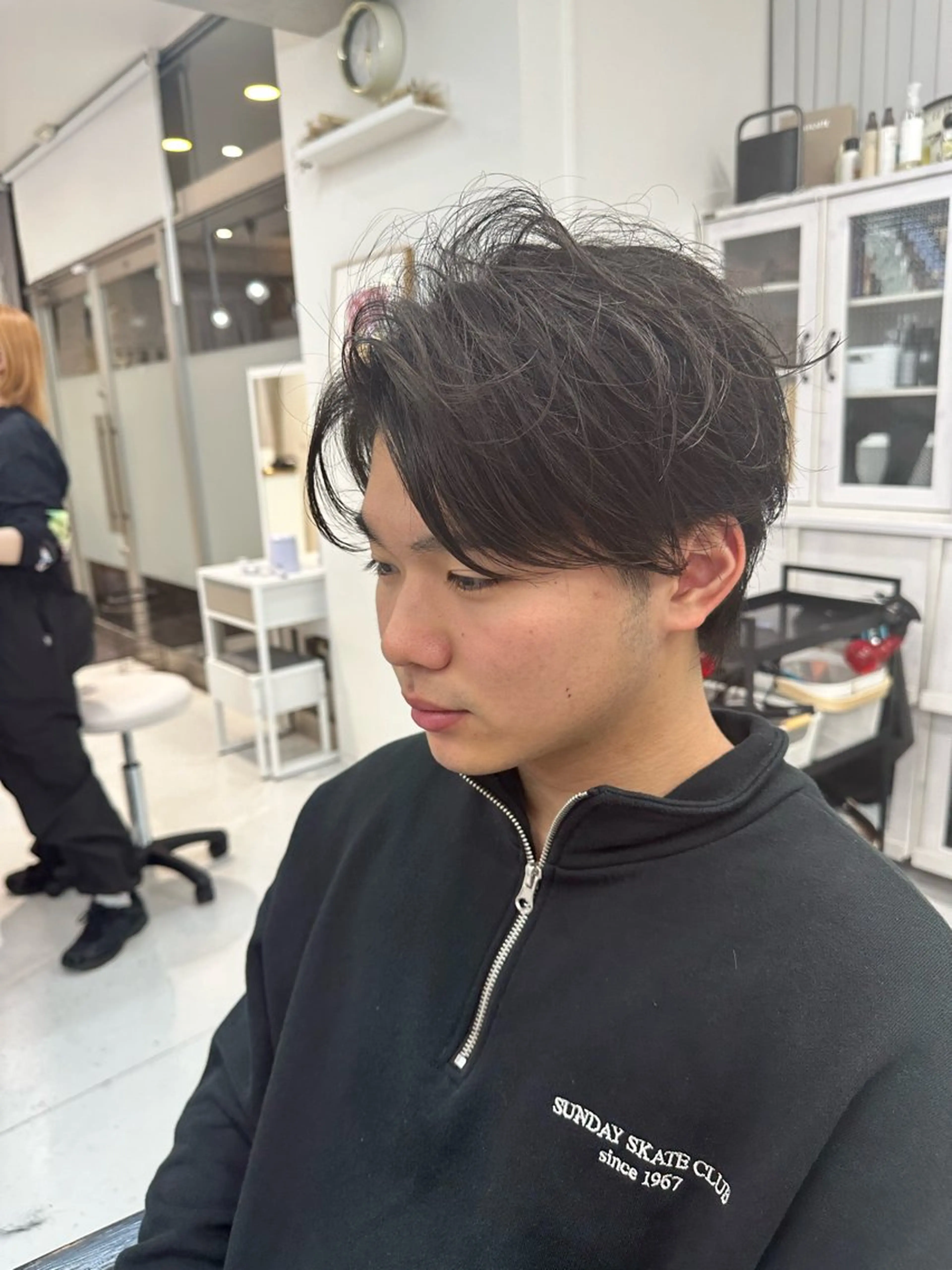 ミディアム パーマ メンズ 北川大輔🌟 小顔レイヤーカットのヘアスタイル