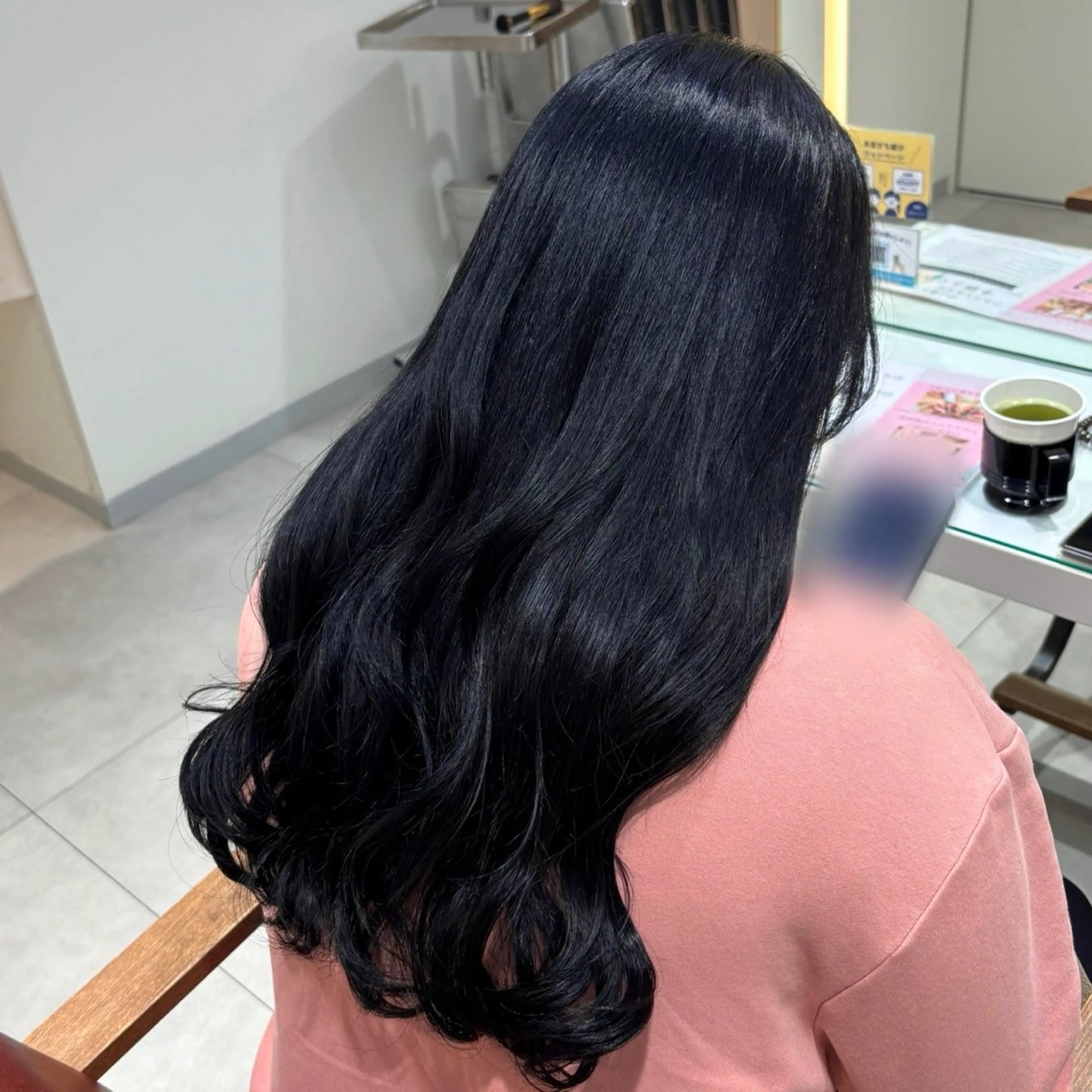 ロング カラー 黒髪 ブルーカラー ブルーブラック ヘアカラー 艶カラー/アレンジ 💟すなおのヘアスタイル