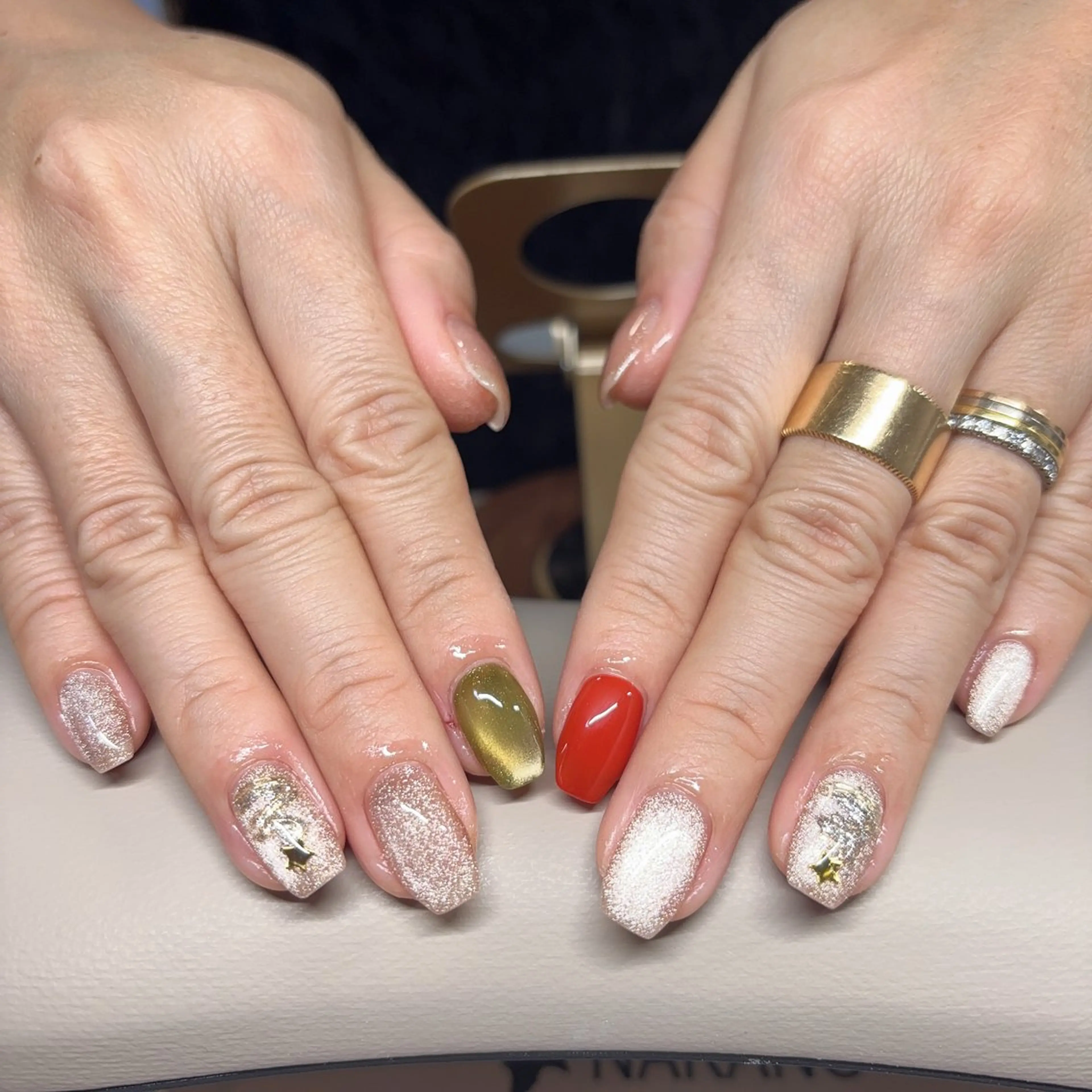 ネイル アートネイル マグネットネイル ミラーネイル 持ち込み 冬ネイル 33 nail salon 徳山里美のネイルデザイン